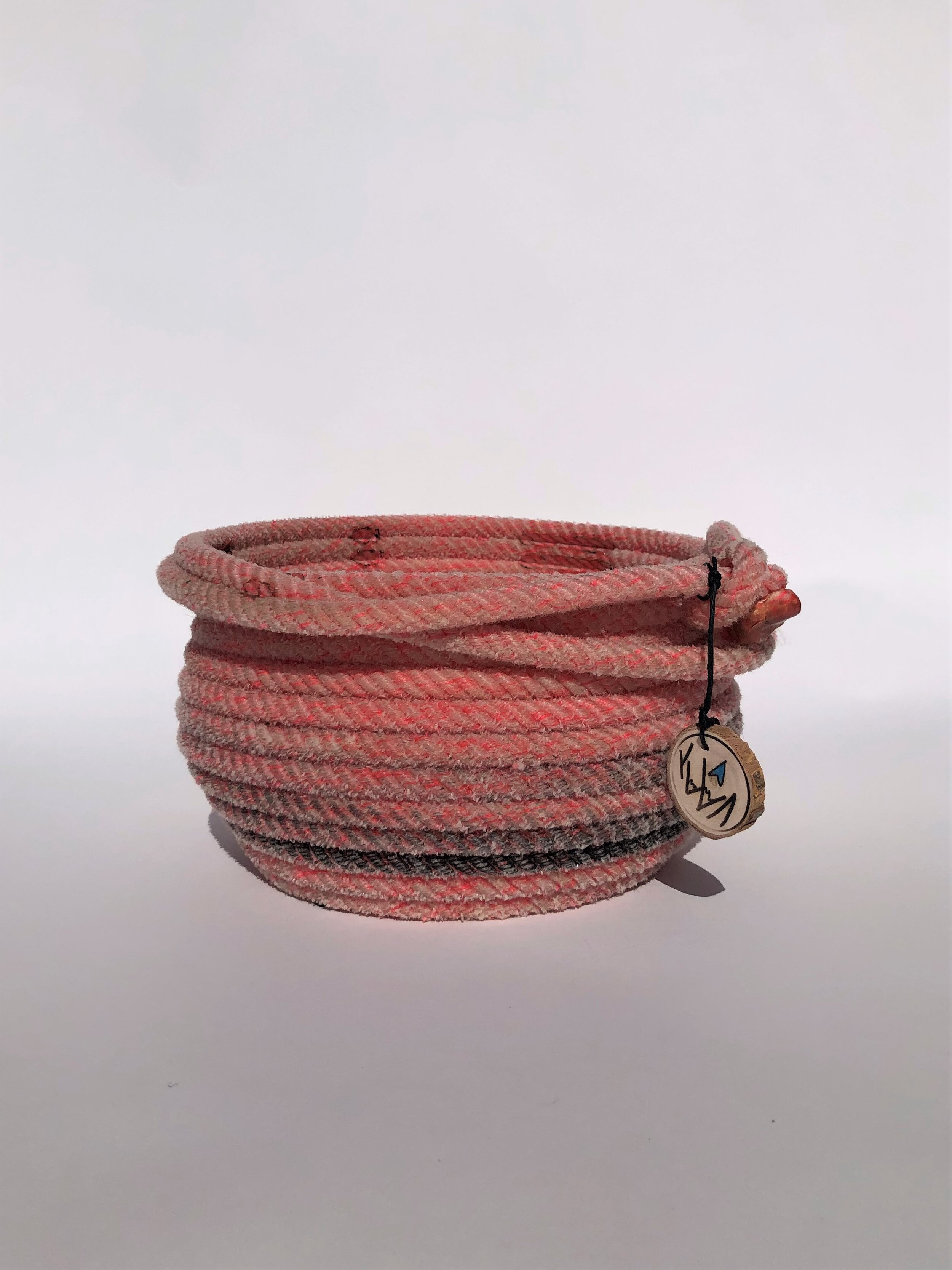 Large Pink Speckled Rope Potbelly Vase 