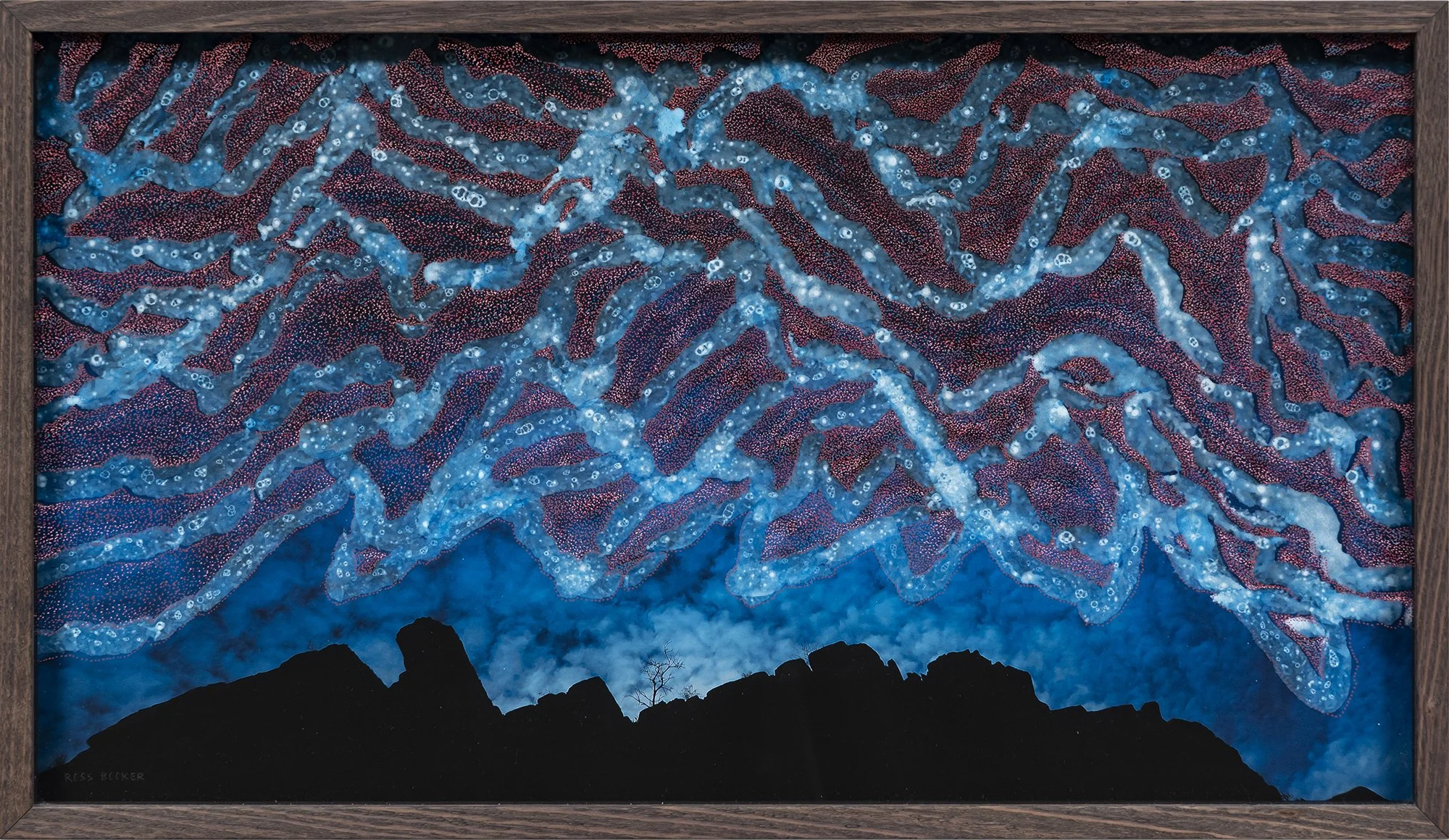 Rivers of Stars– 48x83cm – Archival digital print on Hahnemühle paper, pigment pen on 3mm clear Perspex, framed