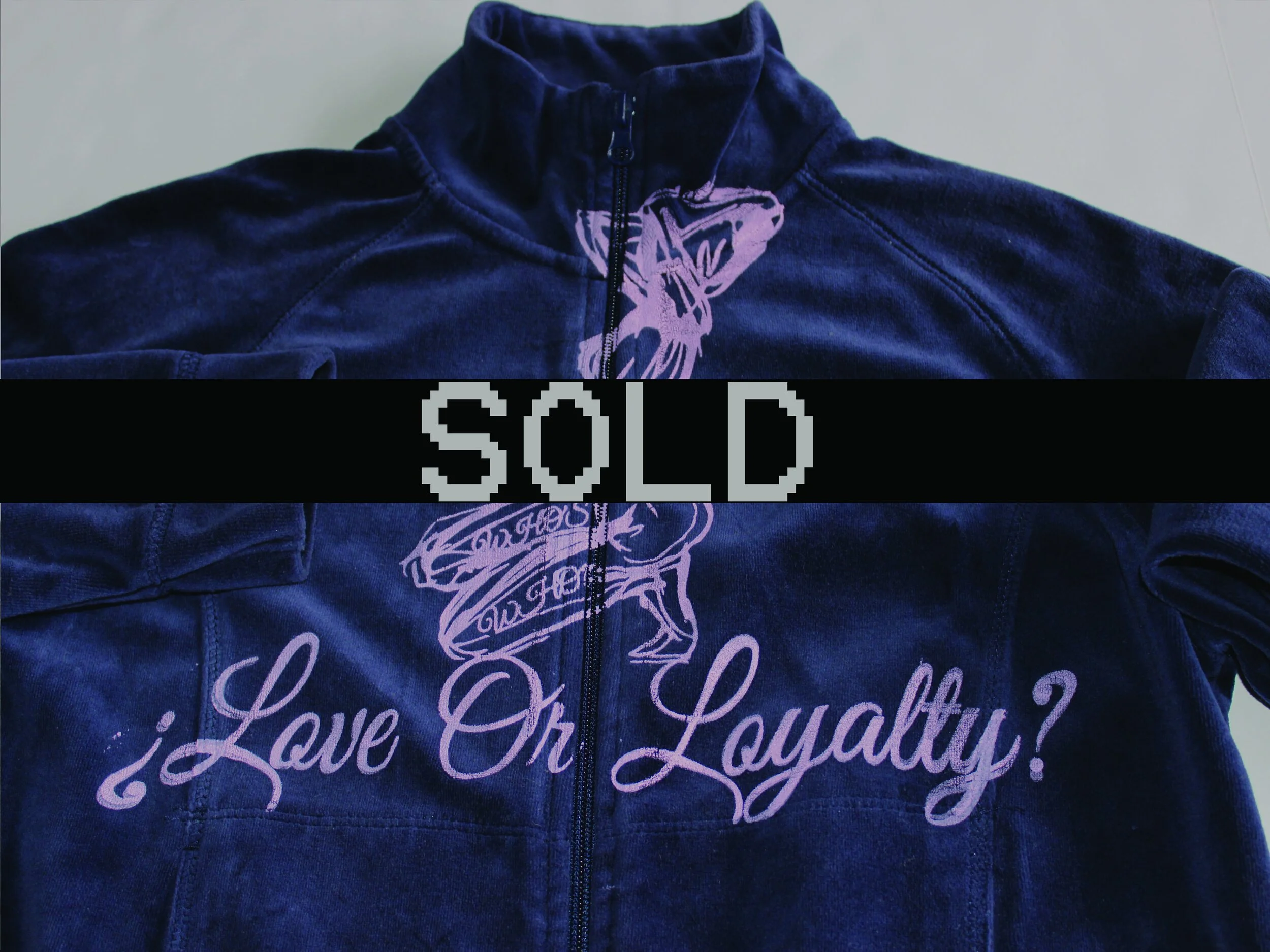 WHO'S WHO? {LOVE OR LOYALTY} 1 OF 1 NAVY VELOUR ZIP-UP