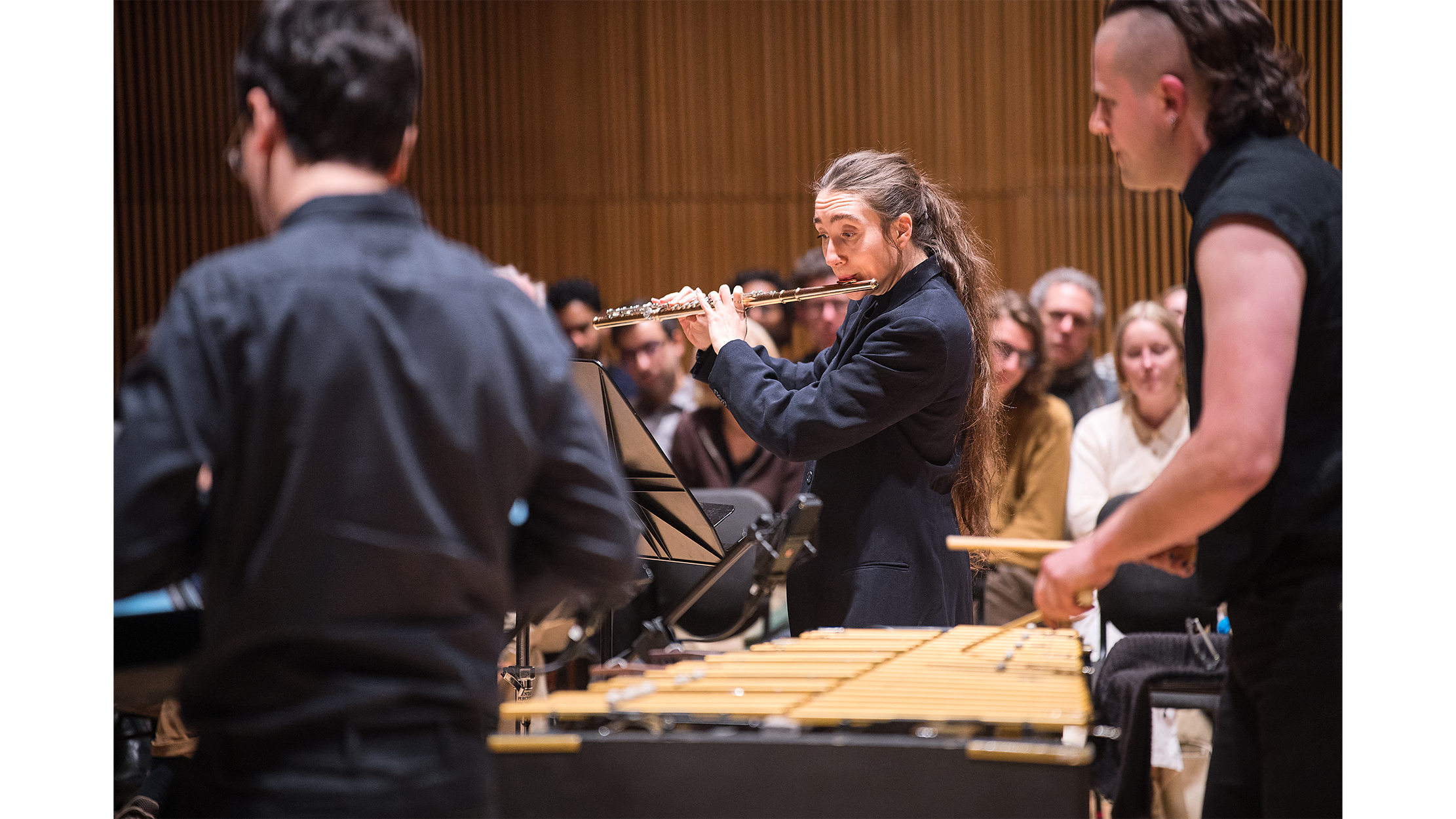 Flutist performing.