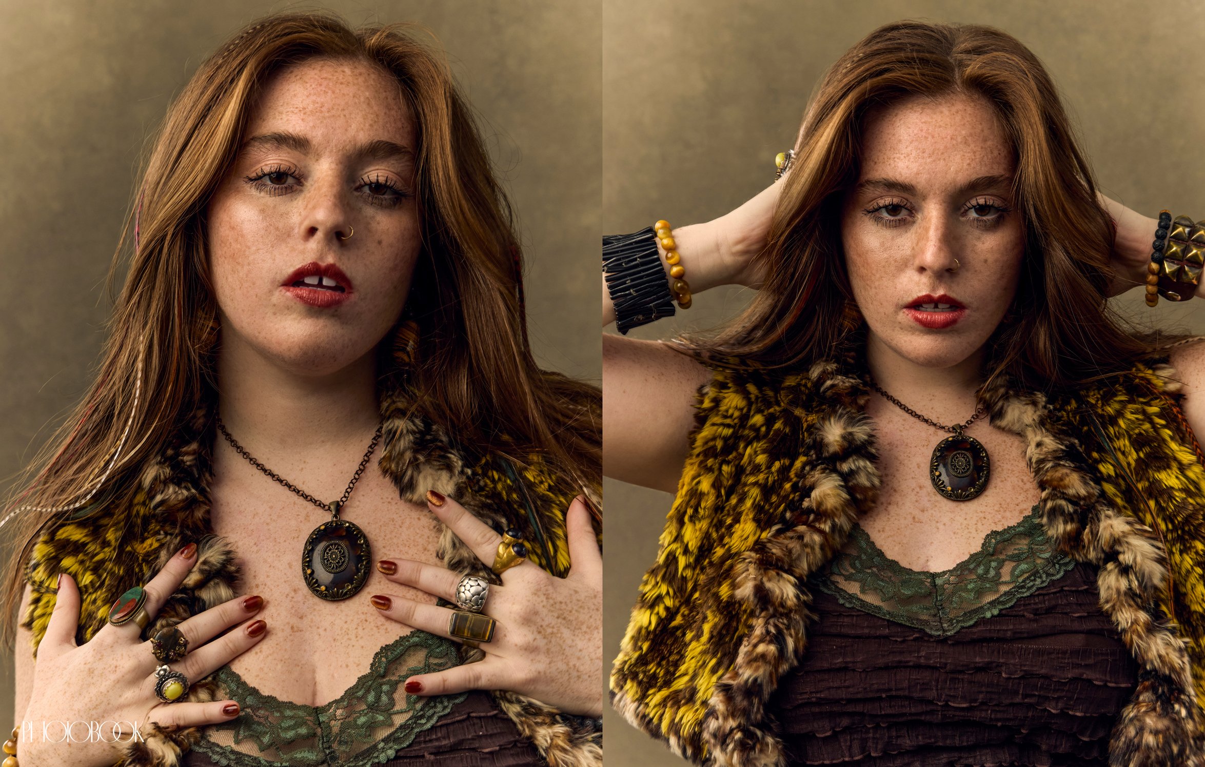 Vella is wearing lace top with vest.