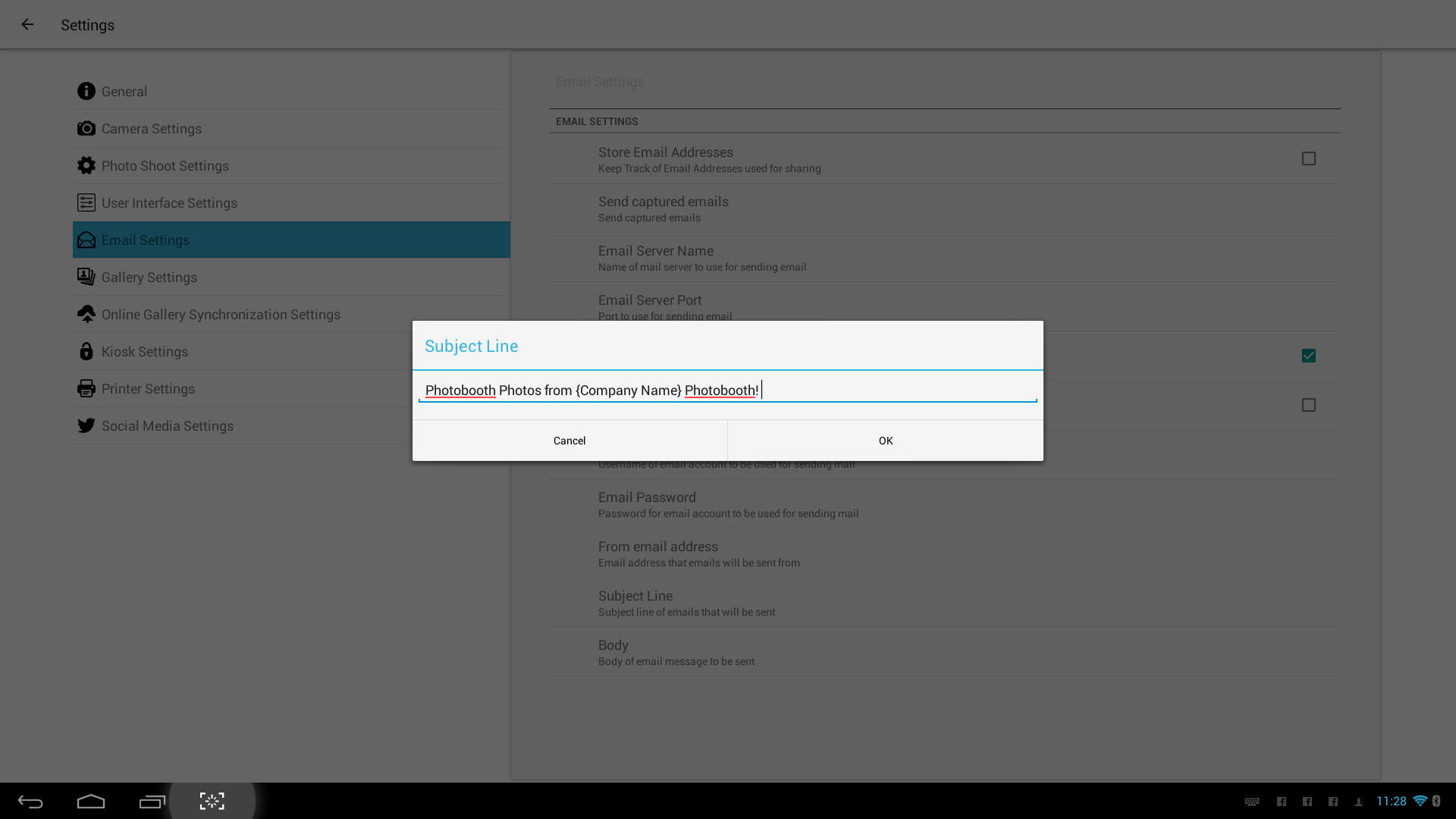 Customize the subject line of emails sent from SLR Booth Pro.