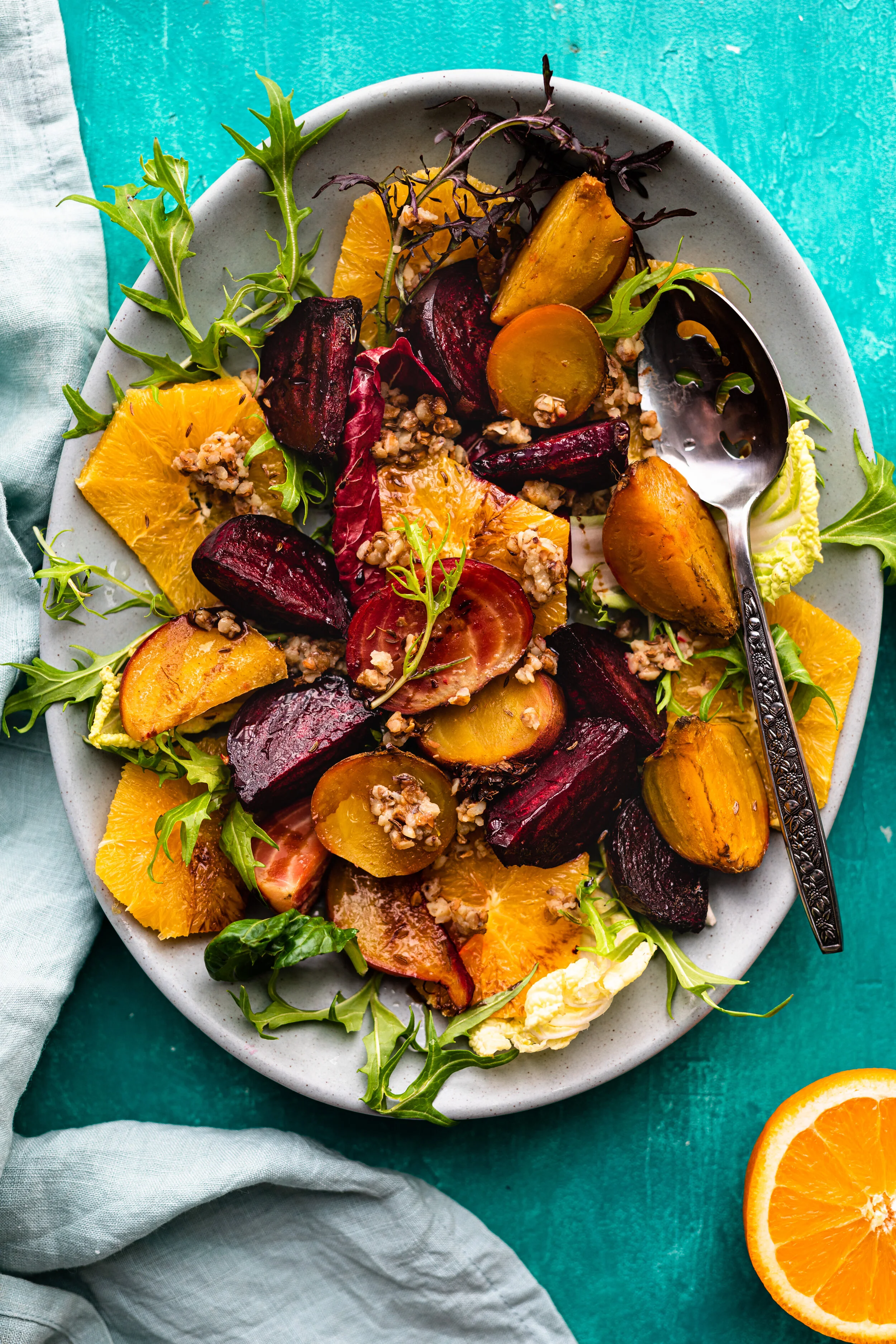 Beet Salad with Caraway Orange Dressing &amp; Mixed Greens
