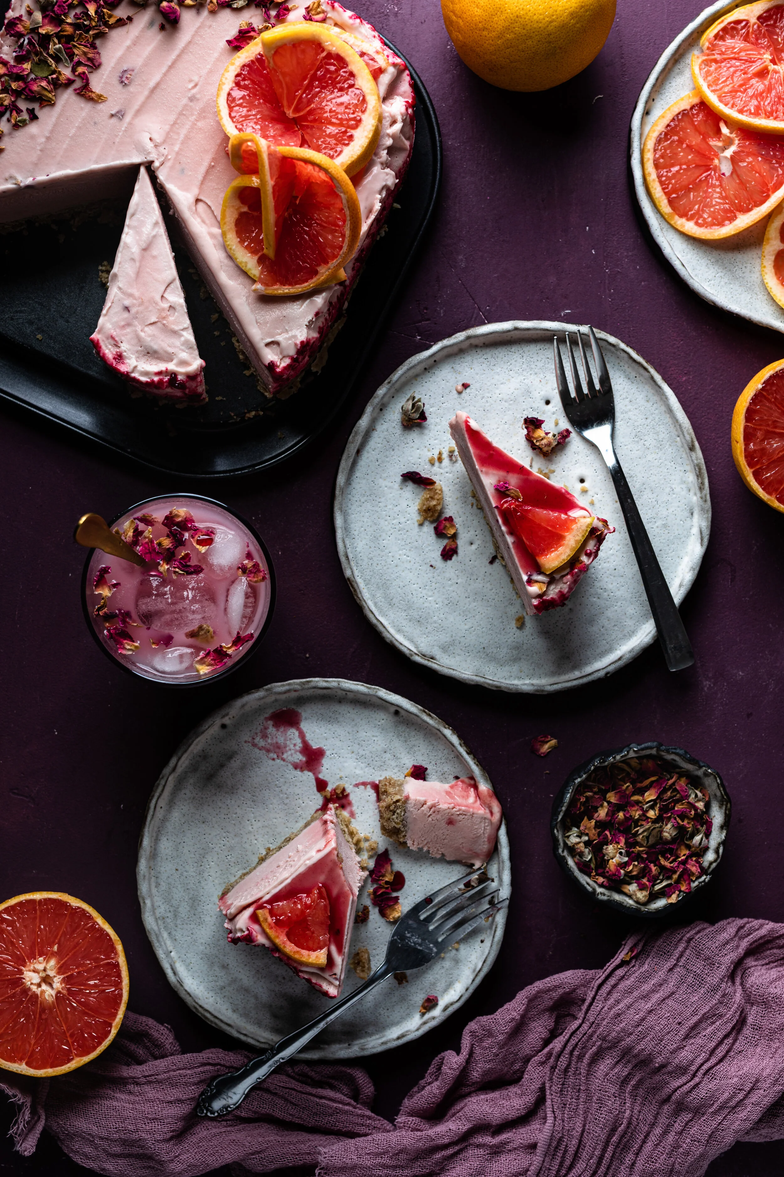 Grapefruit Rose No-Bake Vegan Cheesecake