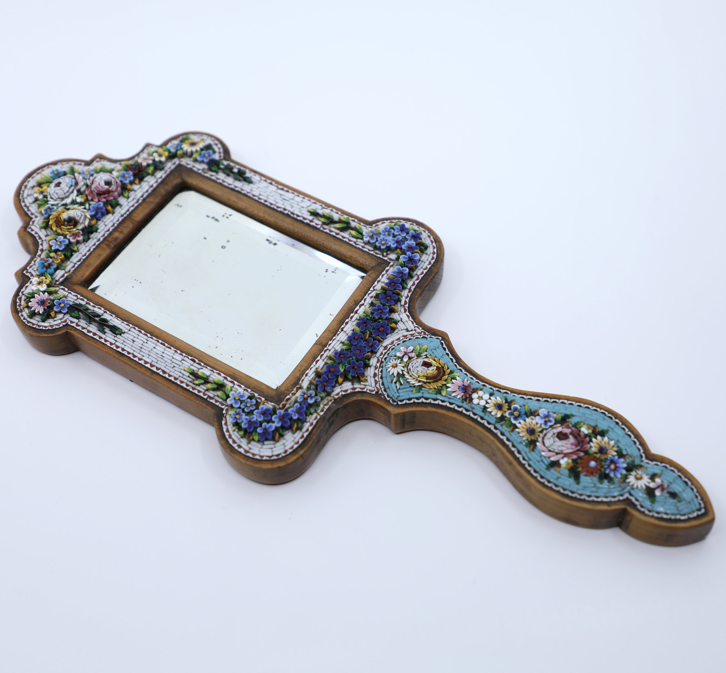 Wooden Hand Mirror with Italian Mosaics (Italian, c. 1900)