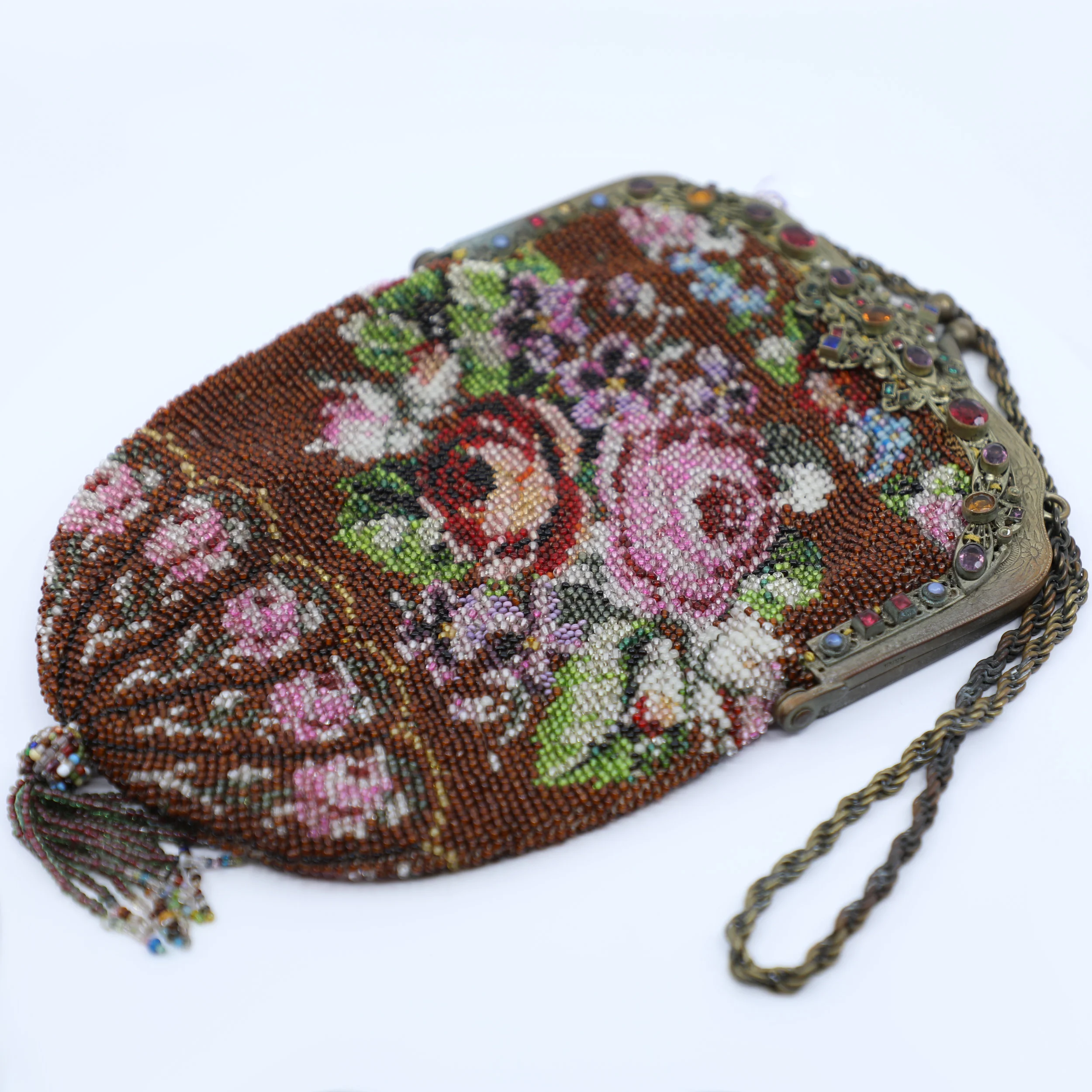 Jeweled Stone Top Beaded Purse