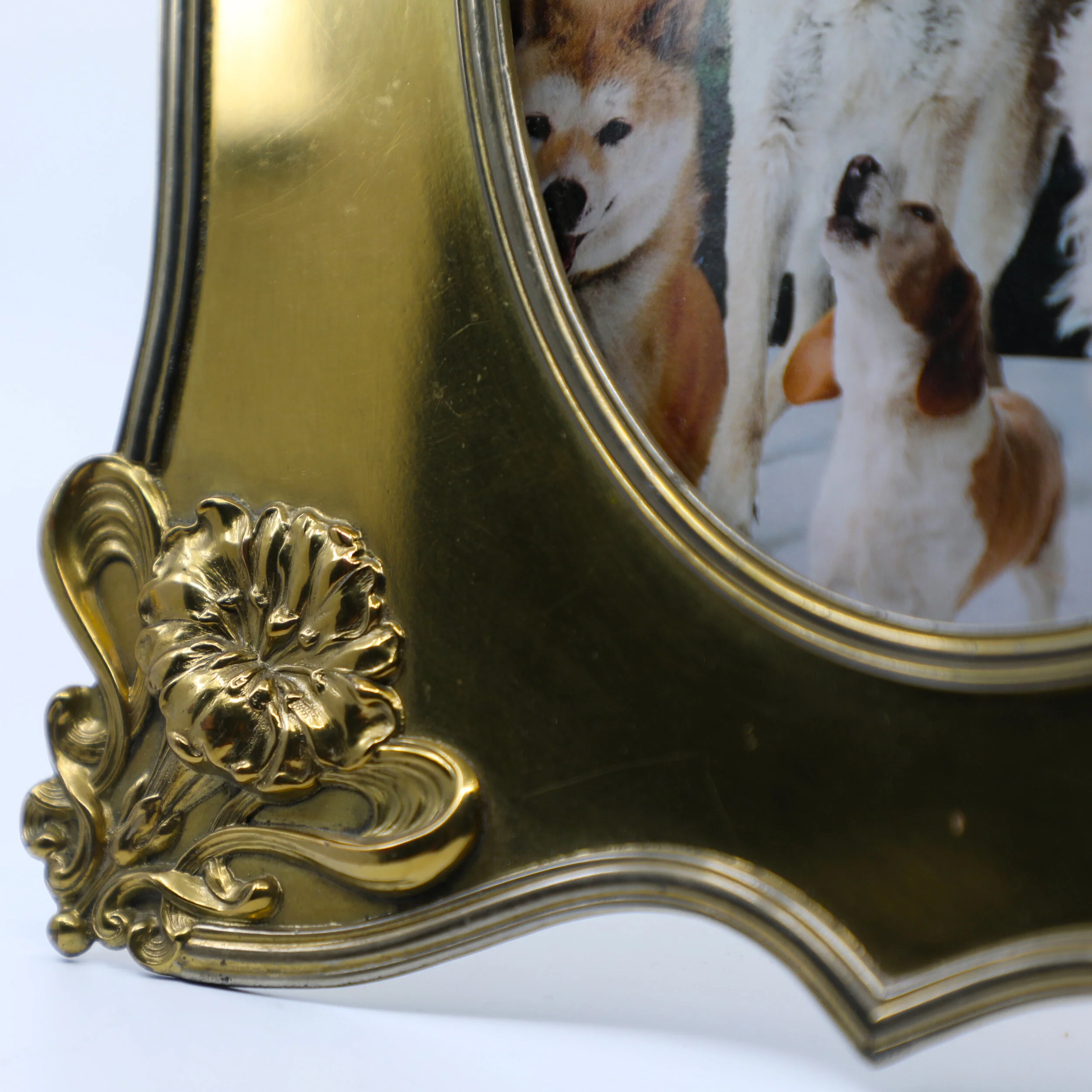 Brass Frame with Flowers in Corners; American, c. 1910-1920