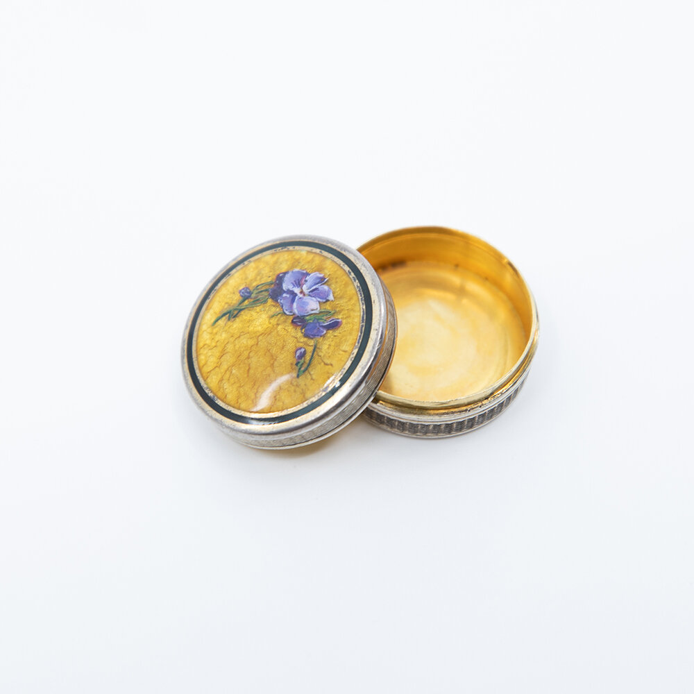 Mini Sterling with Pansy Pill Box