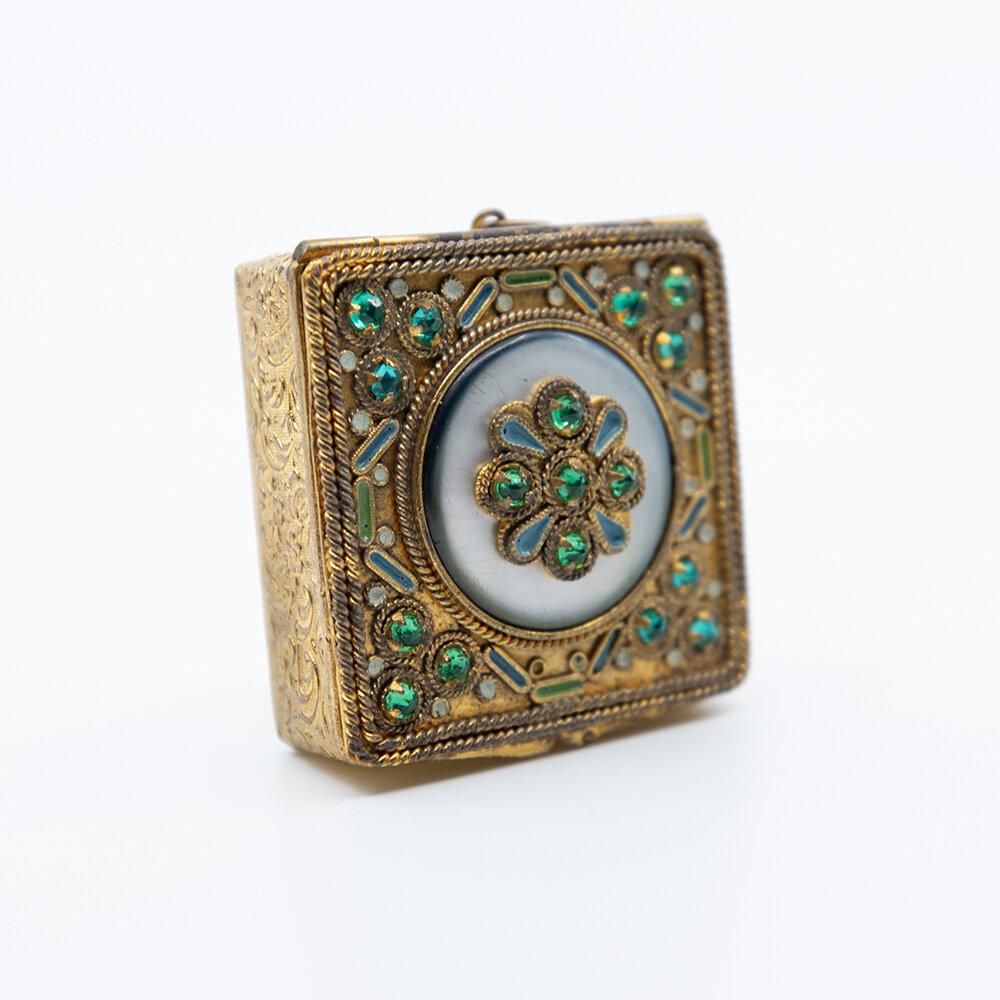 Green Rhinestone Square Compact