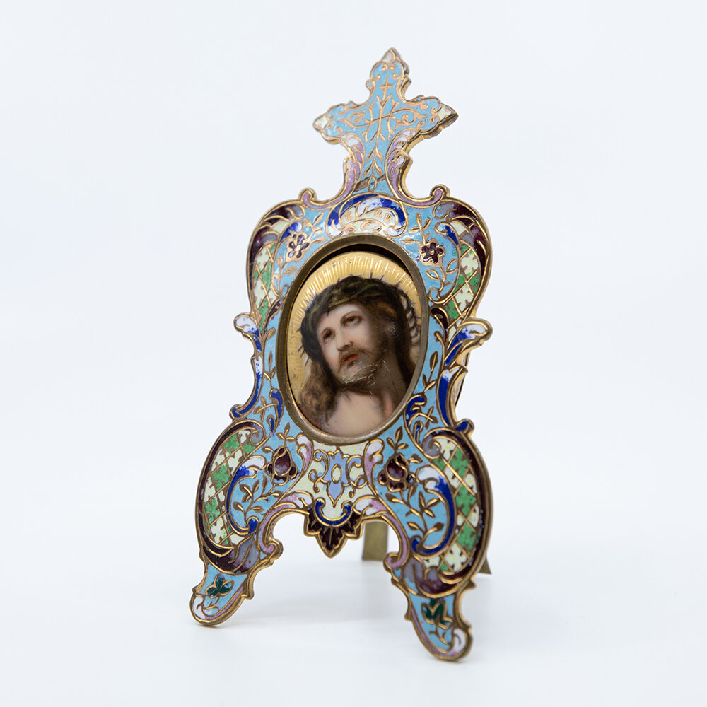 French Enamel Frame with Jesus Christ