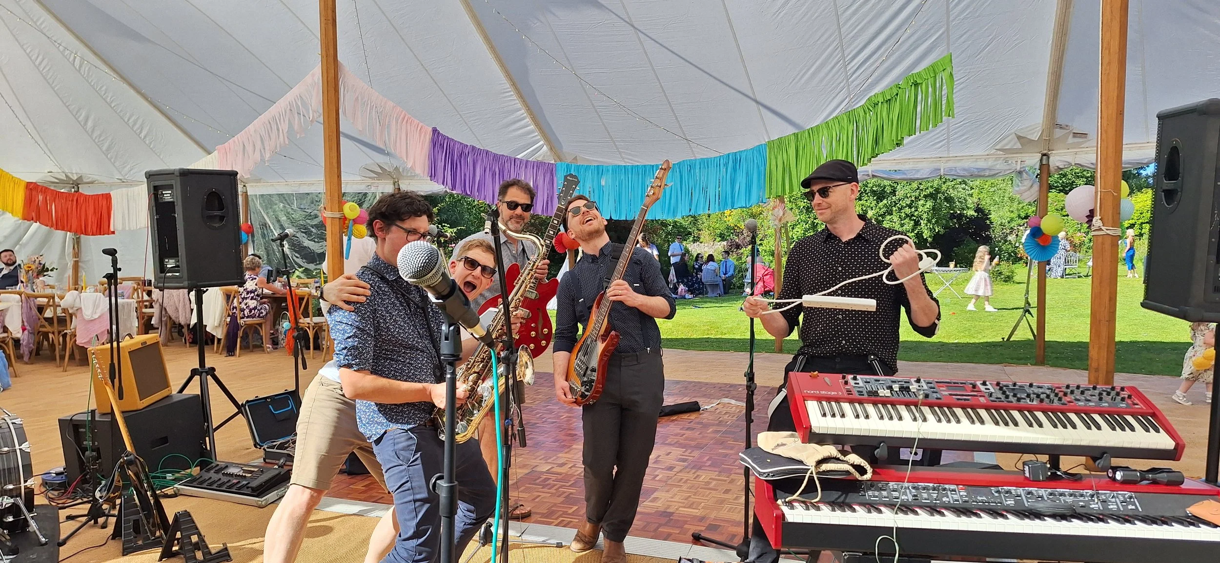 Yubaba setting up to perform at Ty Fry Manor in Pentraeth