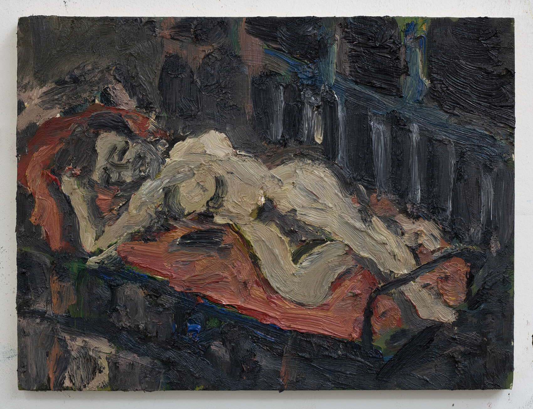 Painting after Kossoff (Pilar Lying Down), 2020