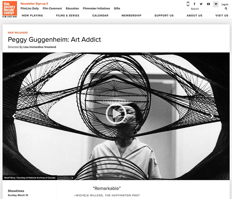 Peggy Guggenheim Art Addict at Lincoln Center