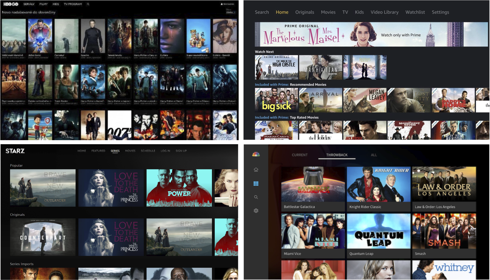 Select screens from competitive research.