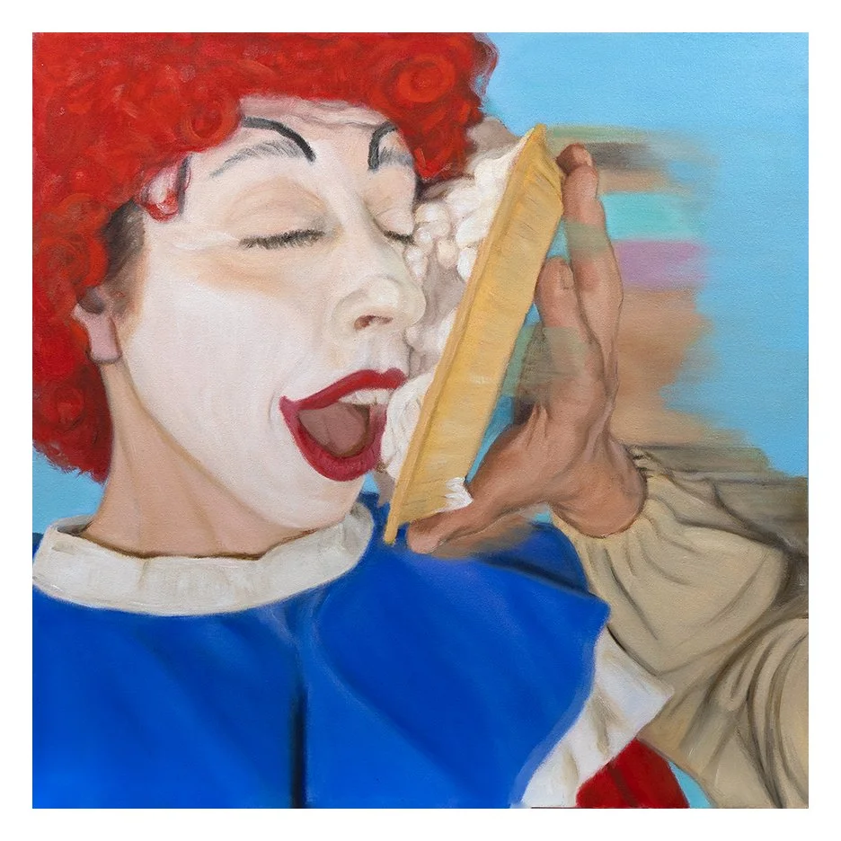   MacKenzie being Pied  Oil on Canvas 24” X 24” 2026 