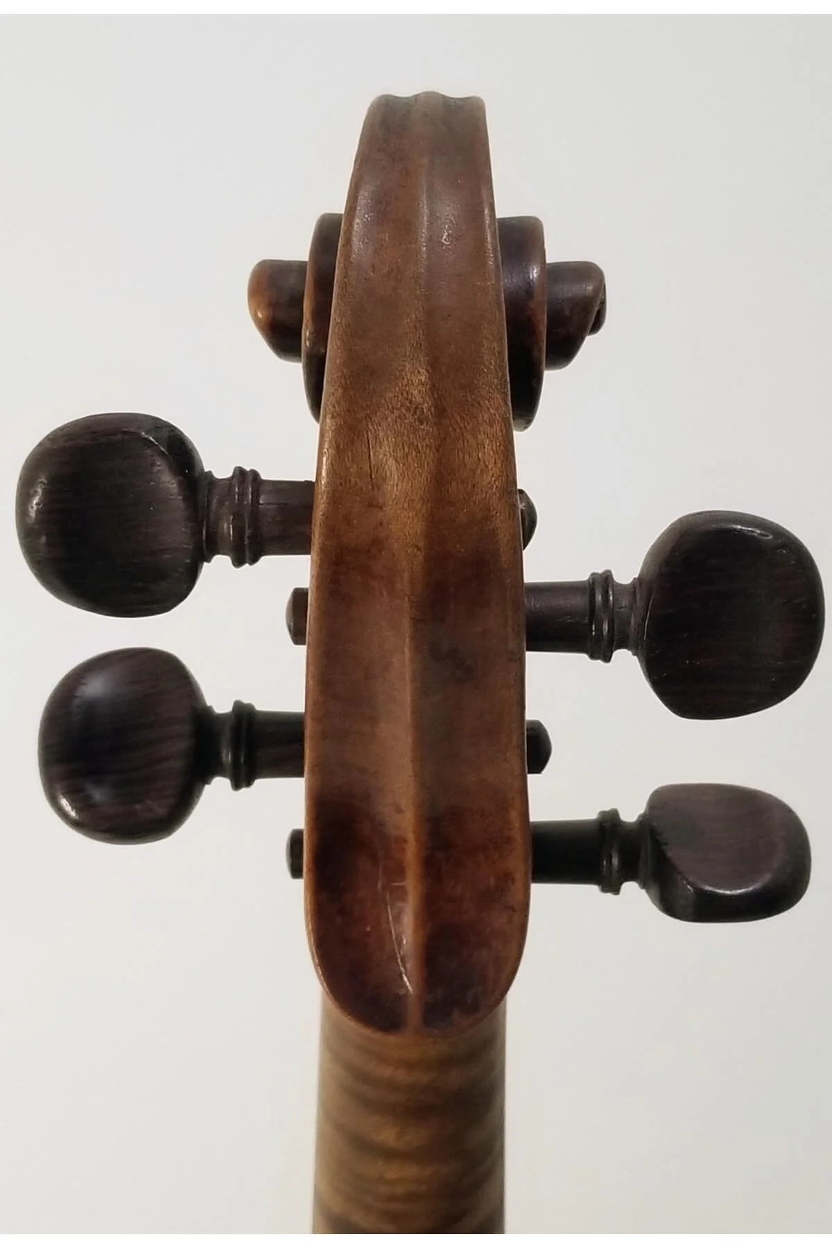 A German violin by Joan Carol Kloz Mittenwald, anno 17 - peg view