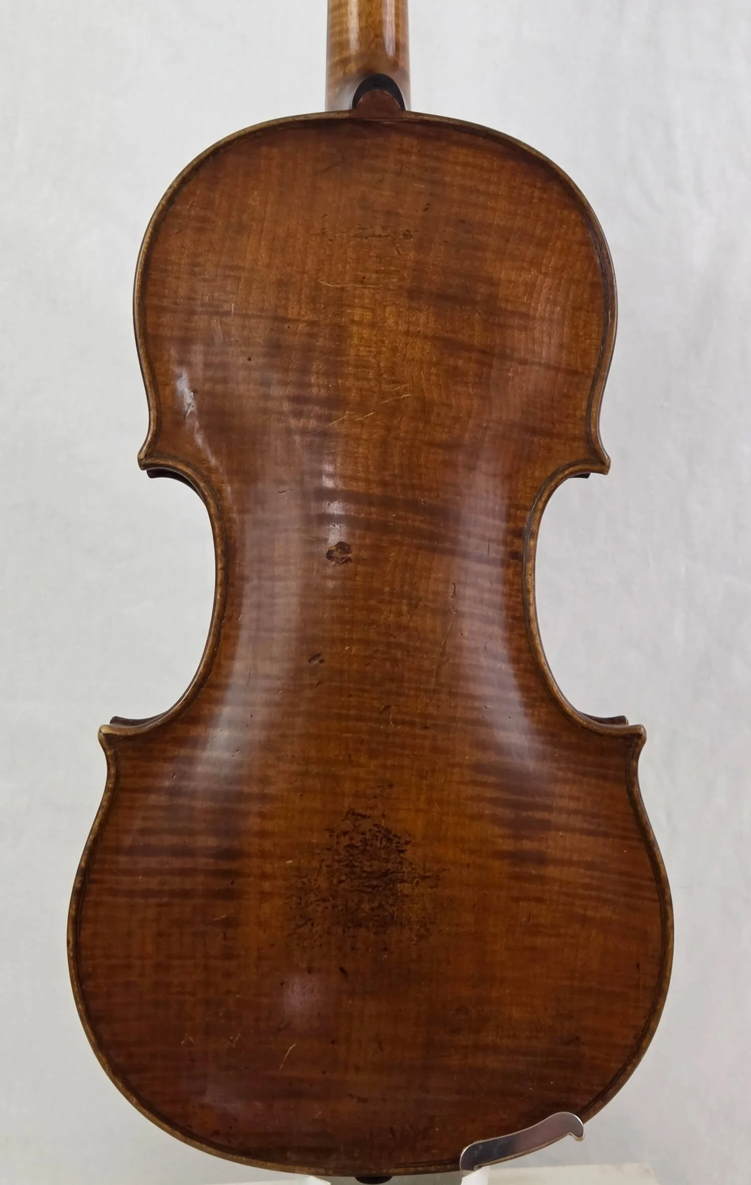 Back view of German violin made in 19th century by Sachsen.