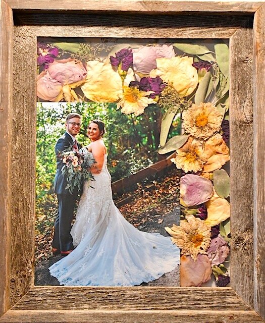 11 x 14 flower press with 8x10 photo.