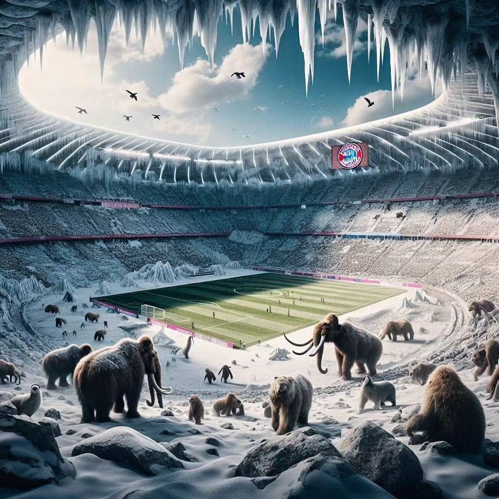 Low in Orange County today: 44&deg;F.
Stadium in M&uuml;nchen: Ice Age status.
#Bundesliga #FCBayern #ContinentalDeli #FCBAnaheim #babyitscoldoutside #snowday #postponed