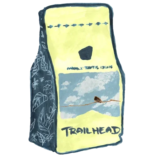 watercolor rendition of Junco coffee bag