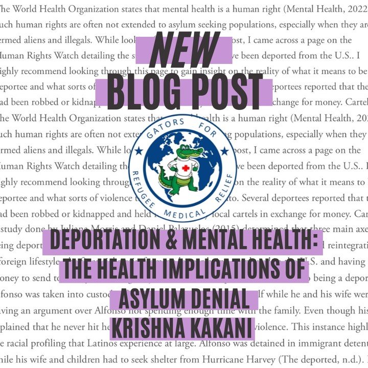 A new blog post is up on our website! Krishna writes about the mental health epidemic among asylum seekers and highlights the disparities experienced by women in this population.

It is important to keep ourselves up to date with refugee issues and u