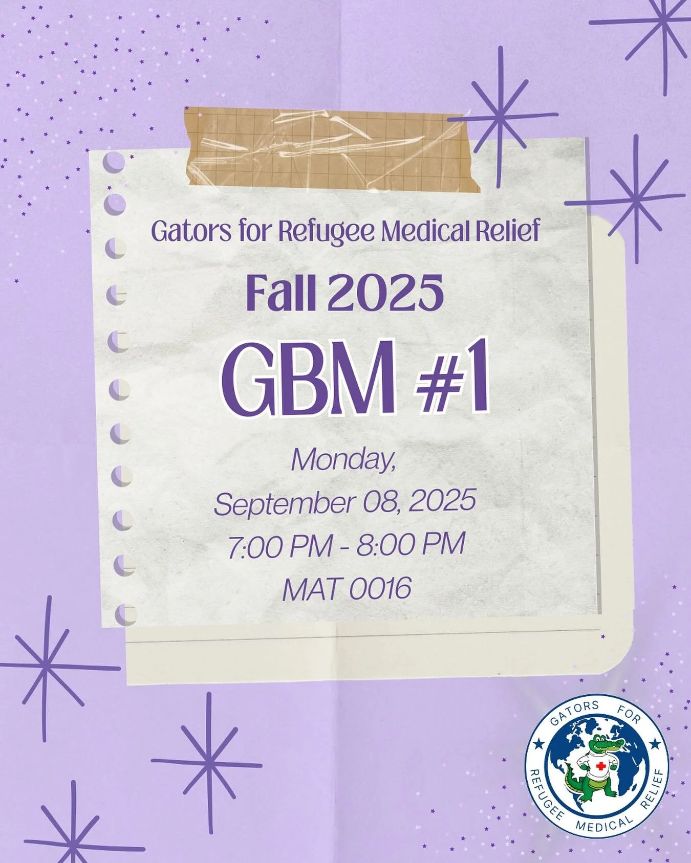 Hi GRMR! We are back and excited to kickoff the new semester with our first Fall 2025 GBM on September 8th at 7 PM. Join us at Little Hall to learn of the many updates and plans we have for this upcoming year. We hope to see you all there! 💟🐊