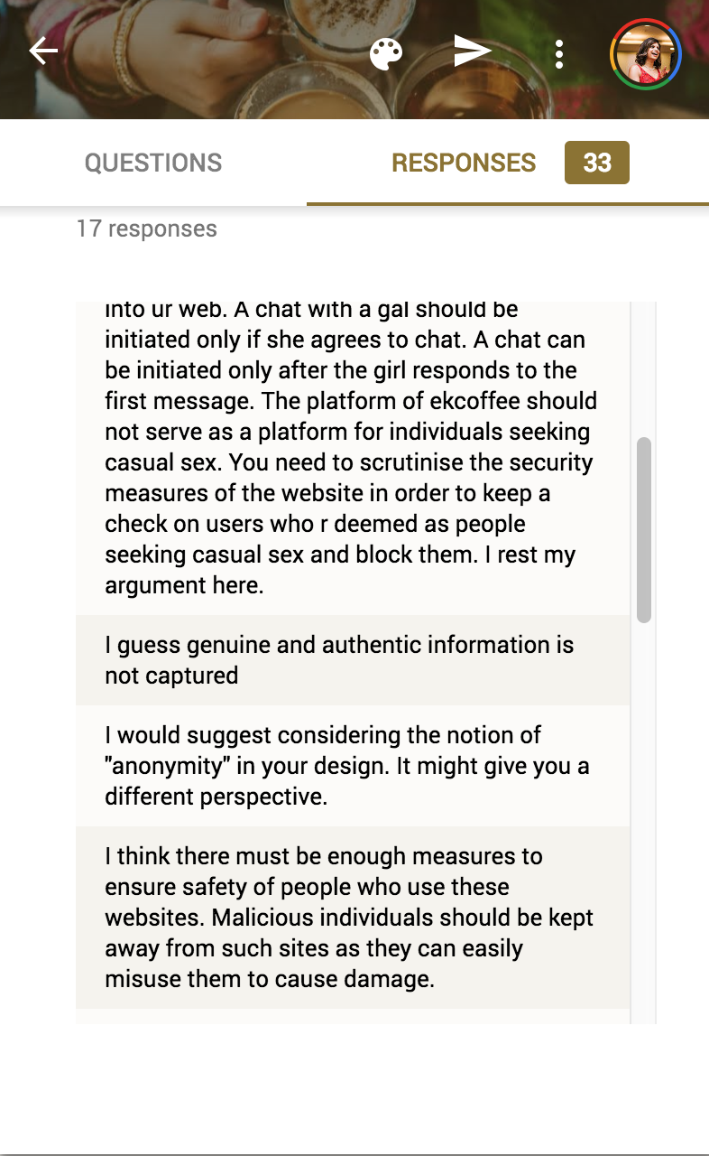 Survey 1 responses