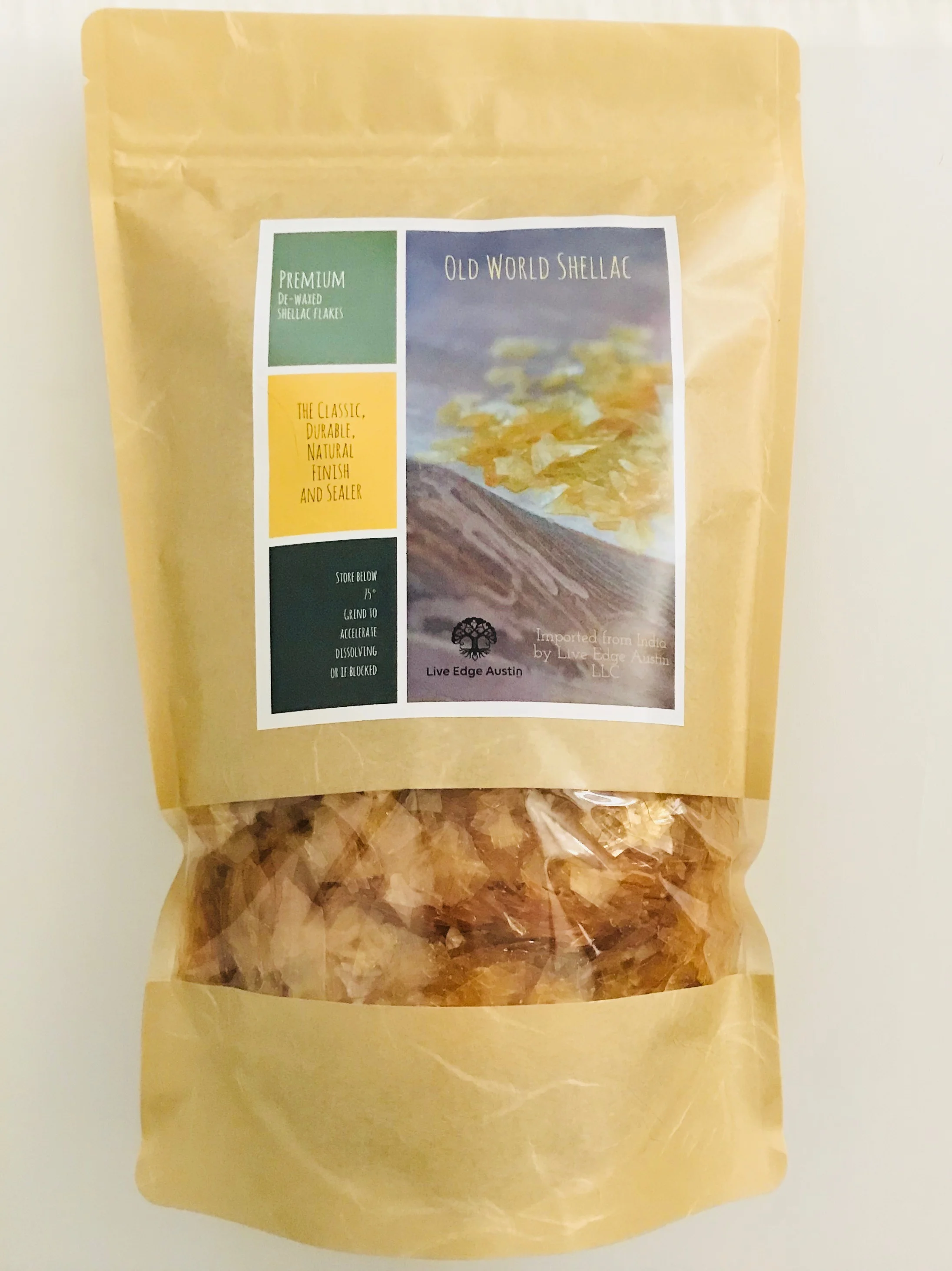 De-waxed Super Blonde Shellac Flakes 1 lb. (16 ounces)