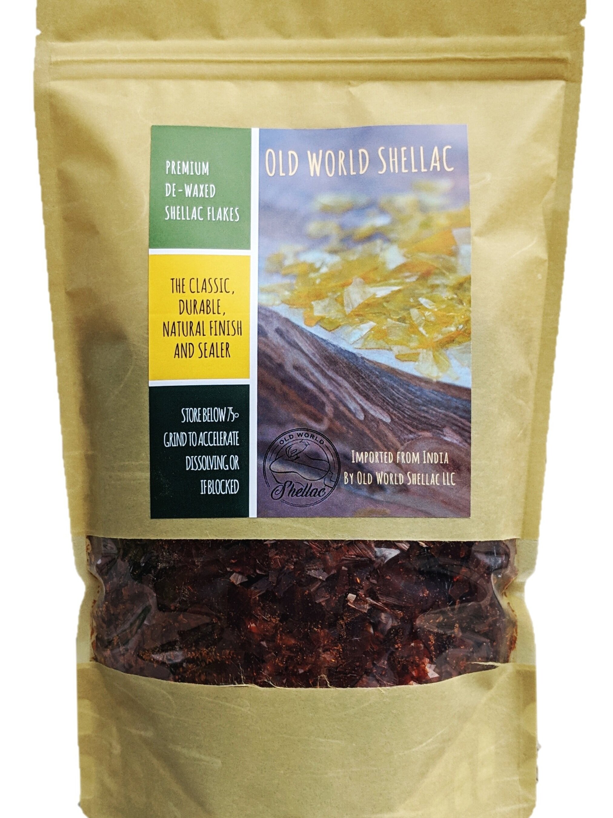 De-waxed Orange Shellac Flakes 1 lb. (16 ounce) — Old World