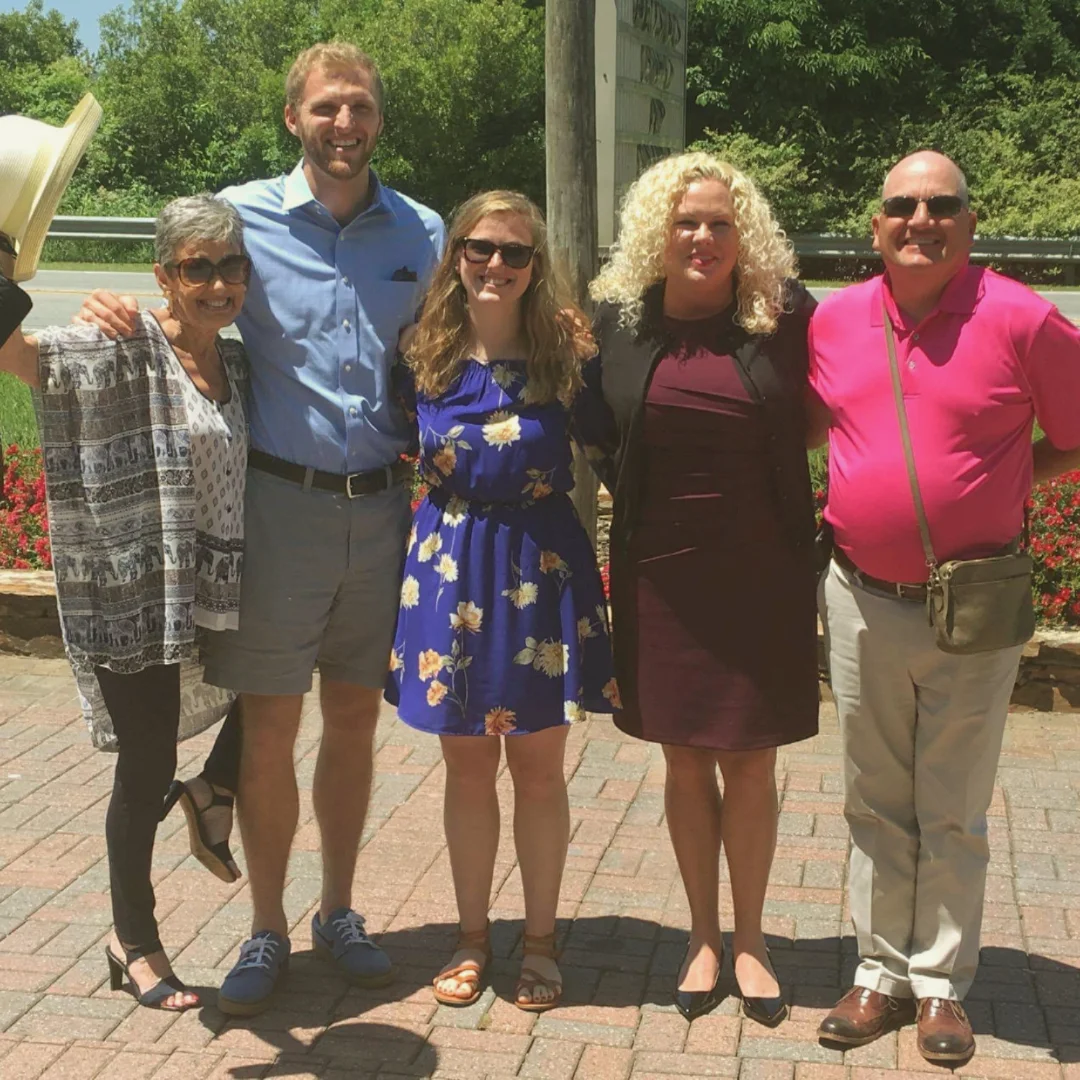 A picture of Mawmaw, my brother, me, my mom and stepdad at Mother’s Day lunch last year