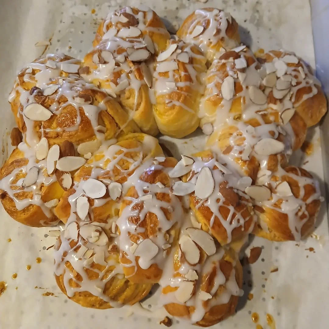 What I do in my spare time. Swedish Almond Coffee Cake recipe at King Arthur Baking. #felixthecook #kingarthurbaking.com