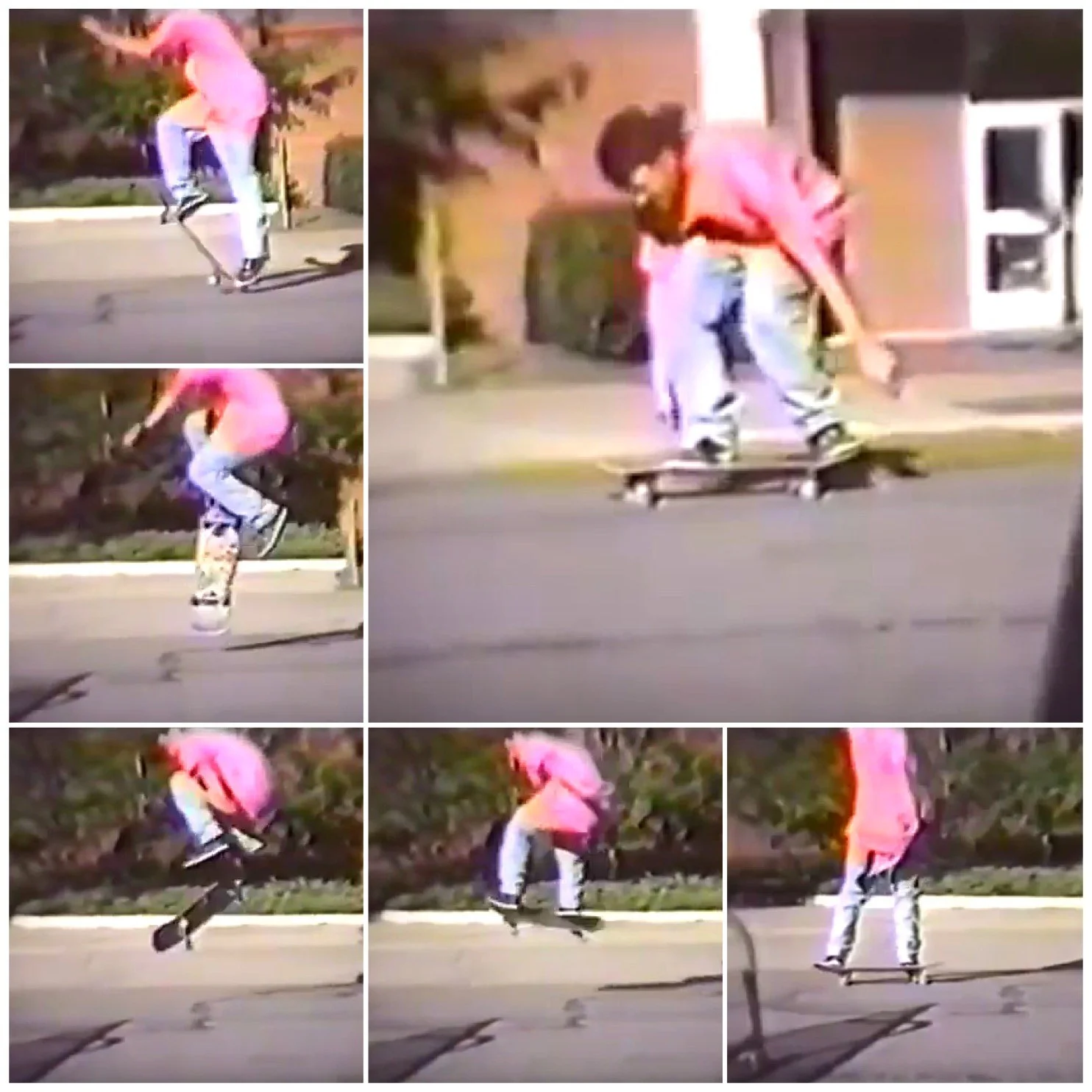 The first frontside flip I ever saw on flatground. Ali Mills 1990.