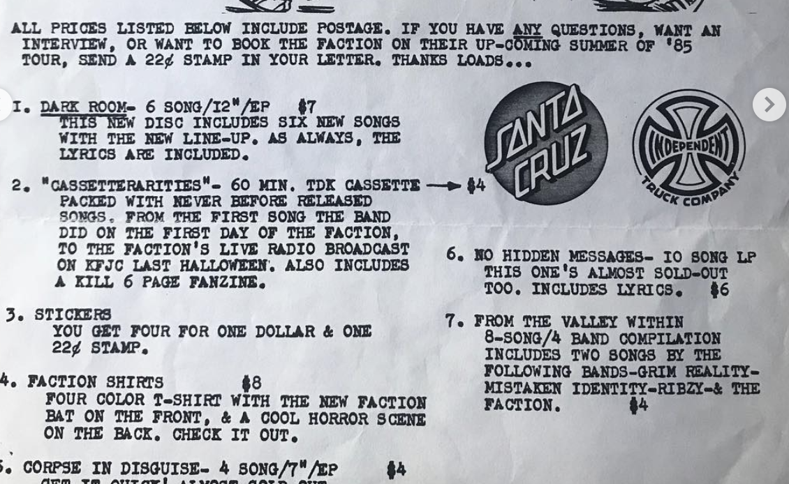 Old faction flyer from Stevie and Gavin O’Brien around 1985.