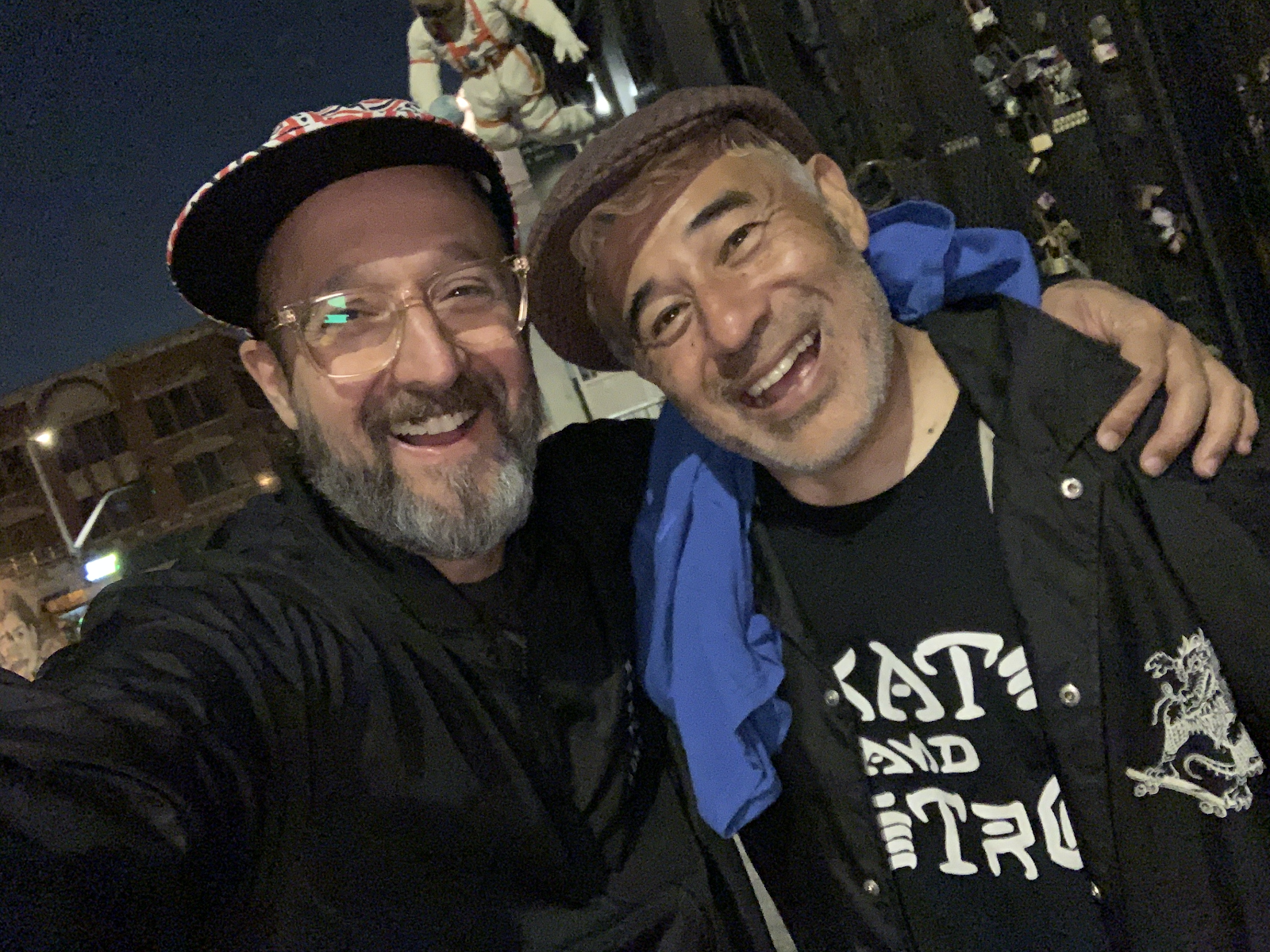 A photo of me and Stevie having a laugh outside the Faction’s last show in Los Angeles, CA, Feb 2020.