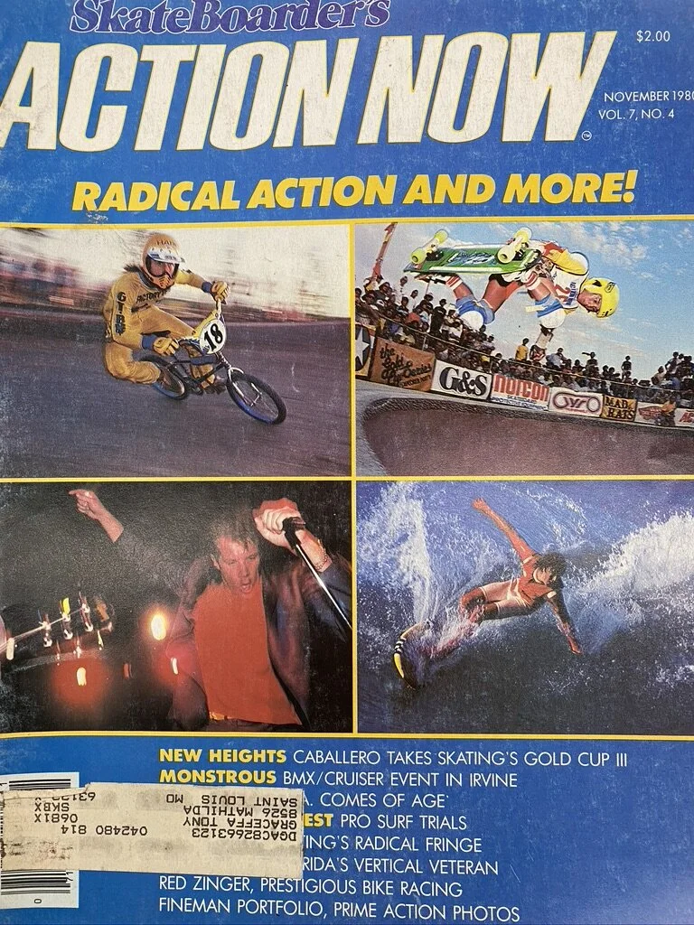 caption: CAB shared the cover of @Skateboardermagazine’s #ActionNowMagazine in the Nov 1980 issue at the #ColtonGoldCup contest. He wrapped up the #GoldCupSeries at the end of 1980 with a win at the #UplandCombiPool where he unleashed his namesake t…