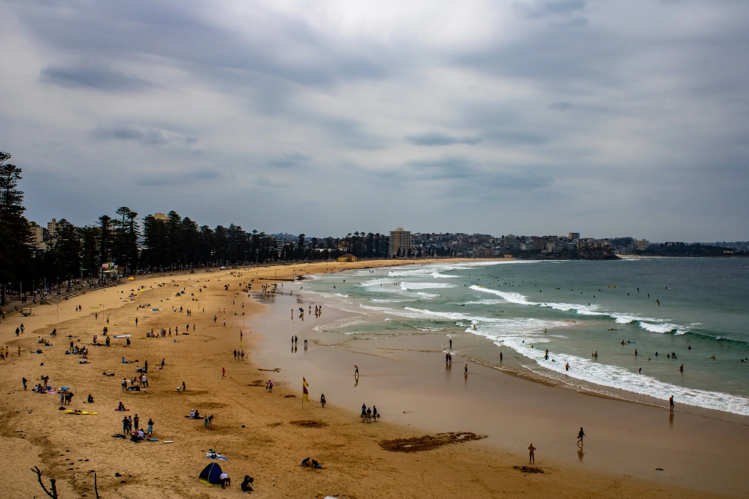 A dreary yet beautiful day at Manly Beach in Sydney, Australia
