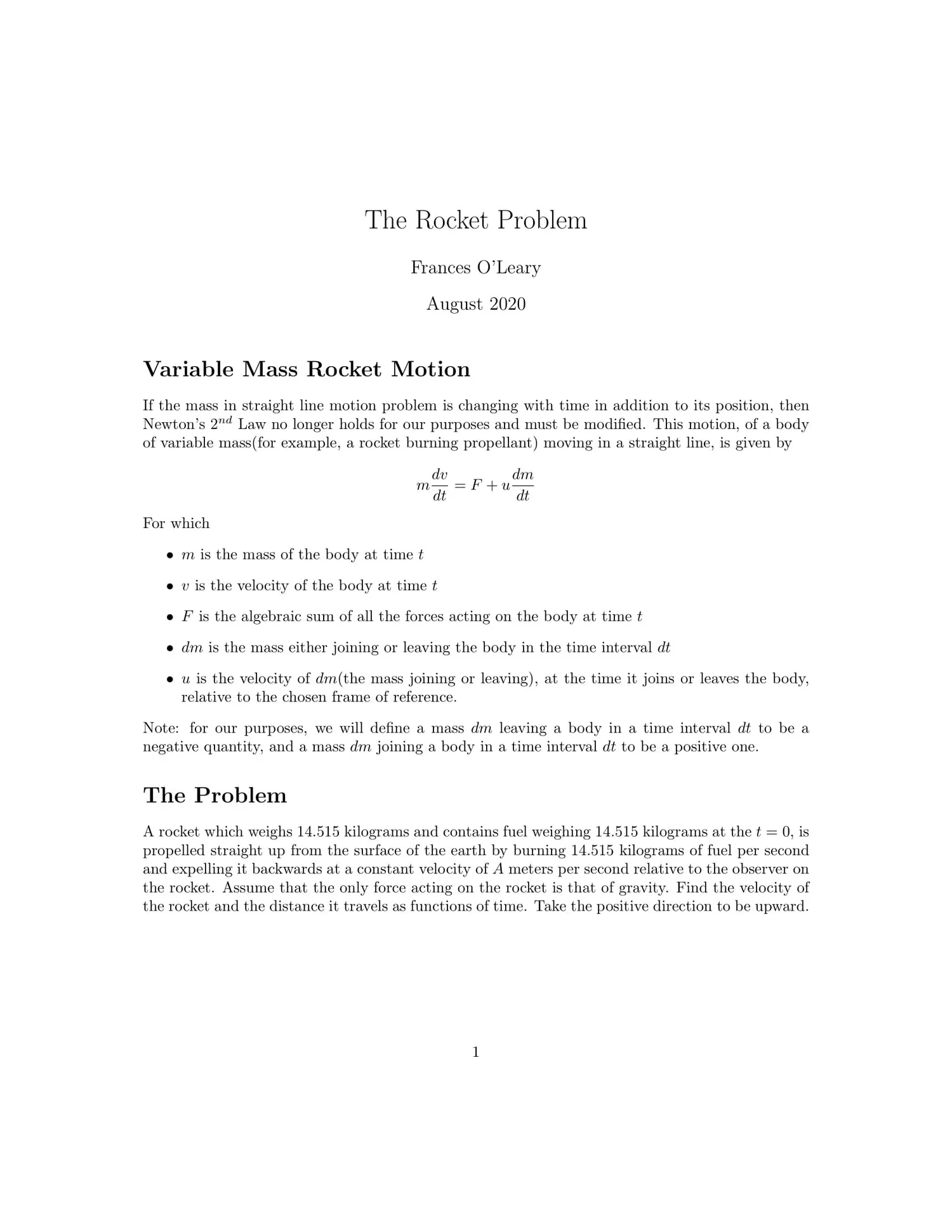 The Rocket Problem — currently.