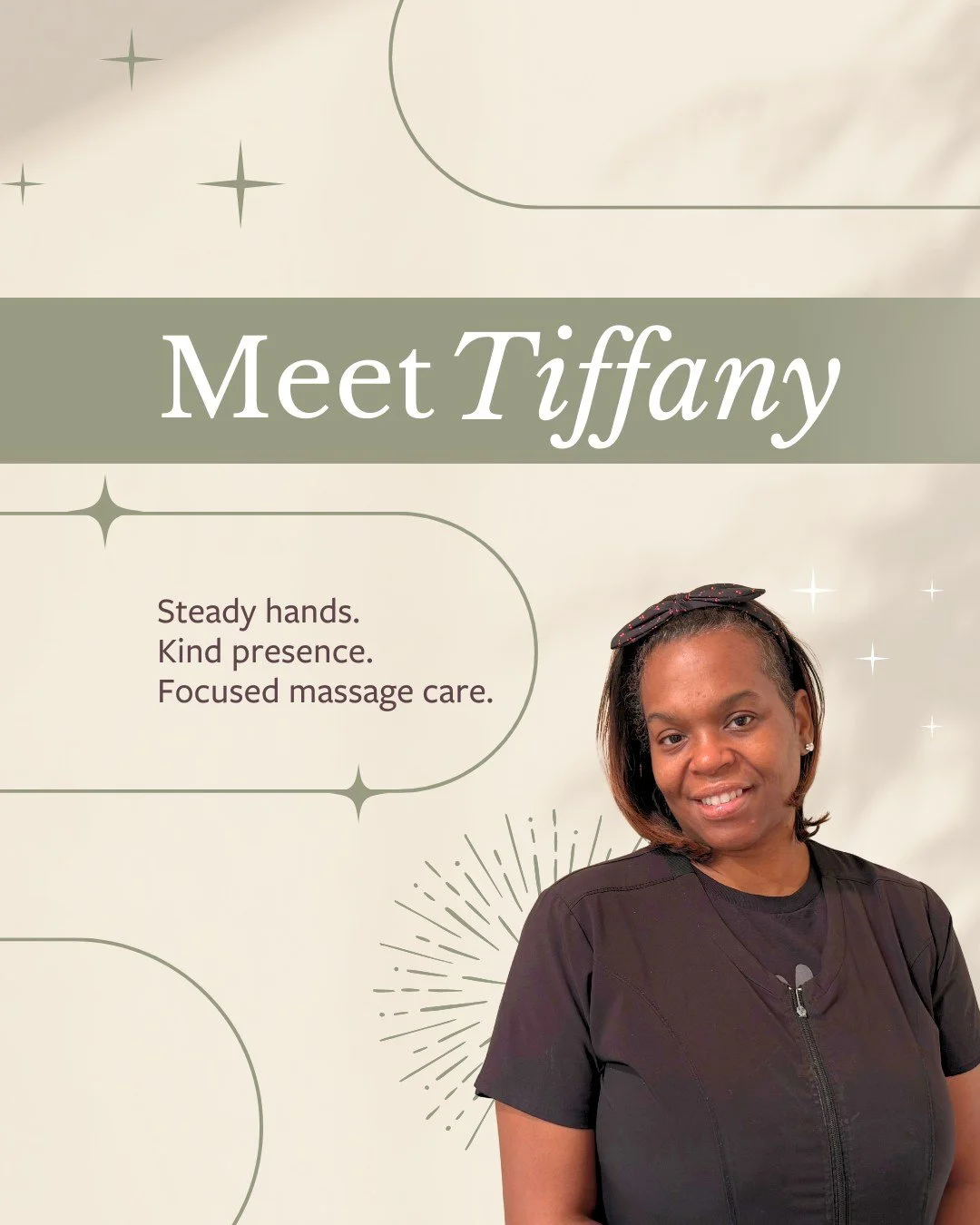 Meet Tiffany &mdash; one of those therapists who makes you feel at ease the moment you meet her.

😇 Her approach is patient and intentional, and she works with a level of focus that helps your body truly let go. 

Whether you&rsquo;re carrying stres