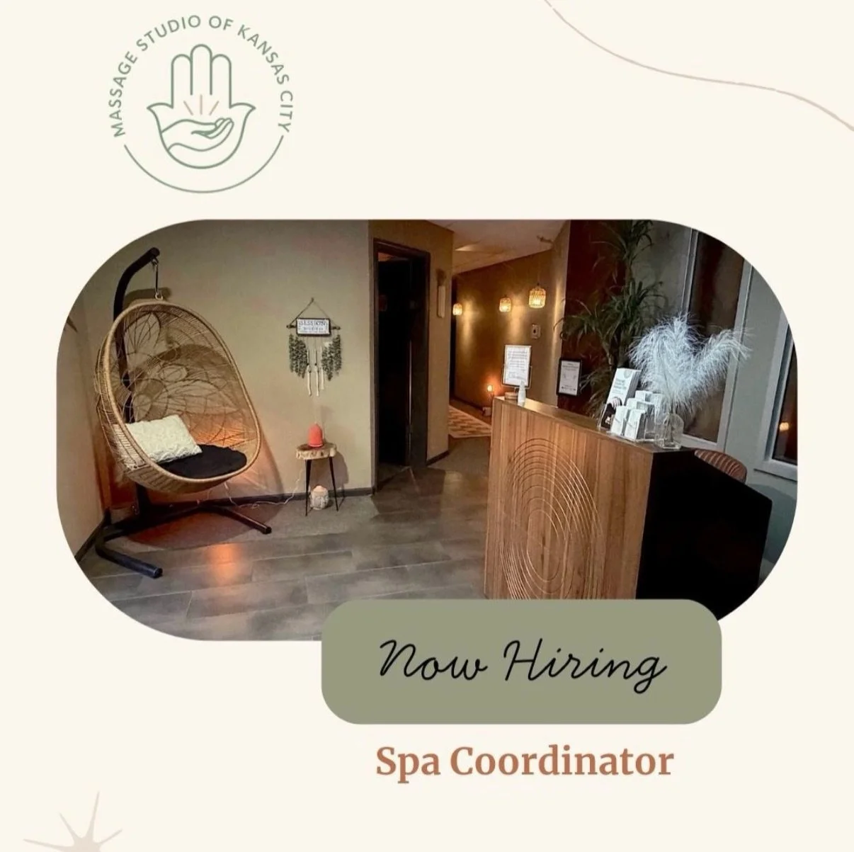 Massage Studio of Kansas City is hiring Spa Coordinators to join our team. We&rsquo;re looking for dependable individuals who enjoy creating a clean, welcoming atmosphere for clients, have strong attention to detail, organizational skills and can mul