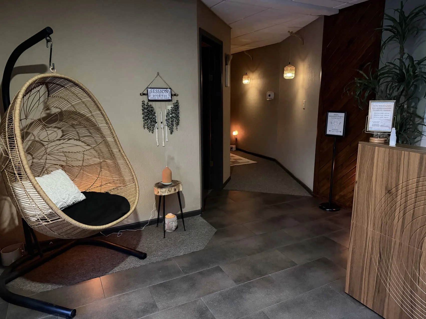 Wating room at massage studio KC