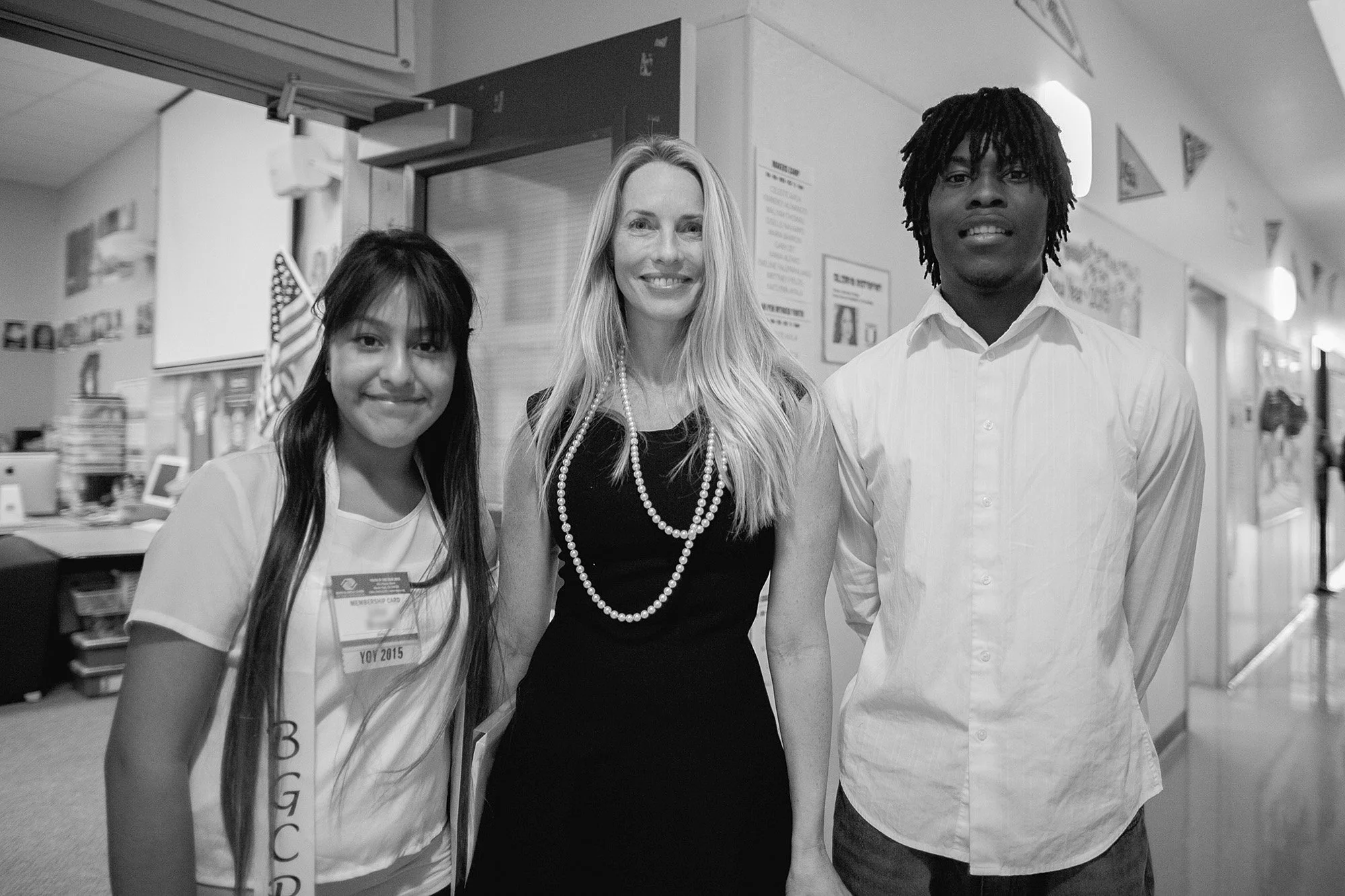 Laurene Powell Jobs, founder and president of Emerson Collective with club members at the Boys and Girls Club