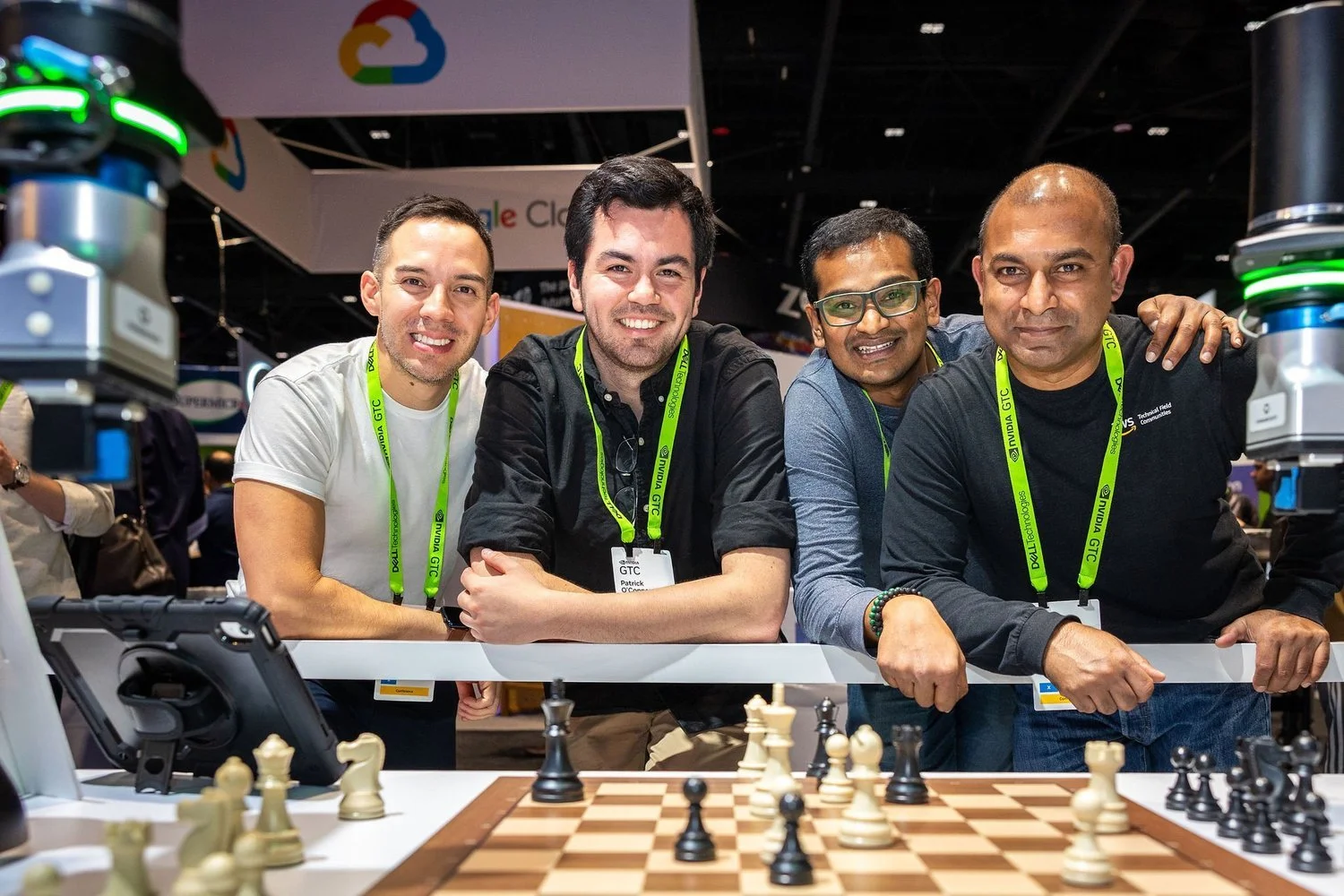 Nvidia employees smiling for the camera at GTC