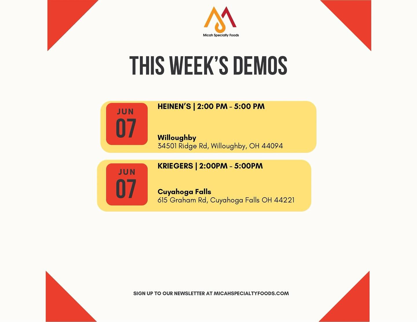 It is going to be an amazing weekend of demos and farmers markets 

Farmers Markets :

Sat June 7th | @haymakerfarmersmarket - 📍 Kent - 9am - 1pm
Sat June 7th | @cuyahogavalleyfarmersmarket - 📍 Peninsula -9am - 12 noon

Demos :
Sat June 7th | @krie