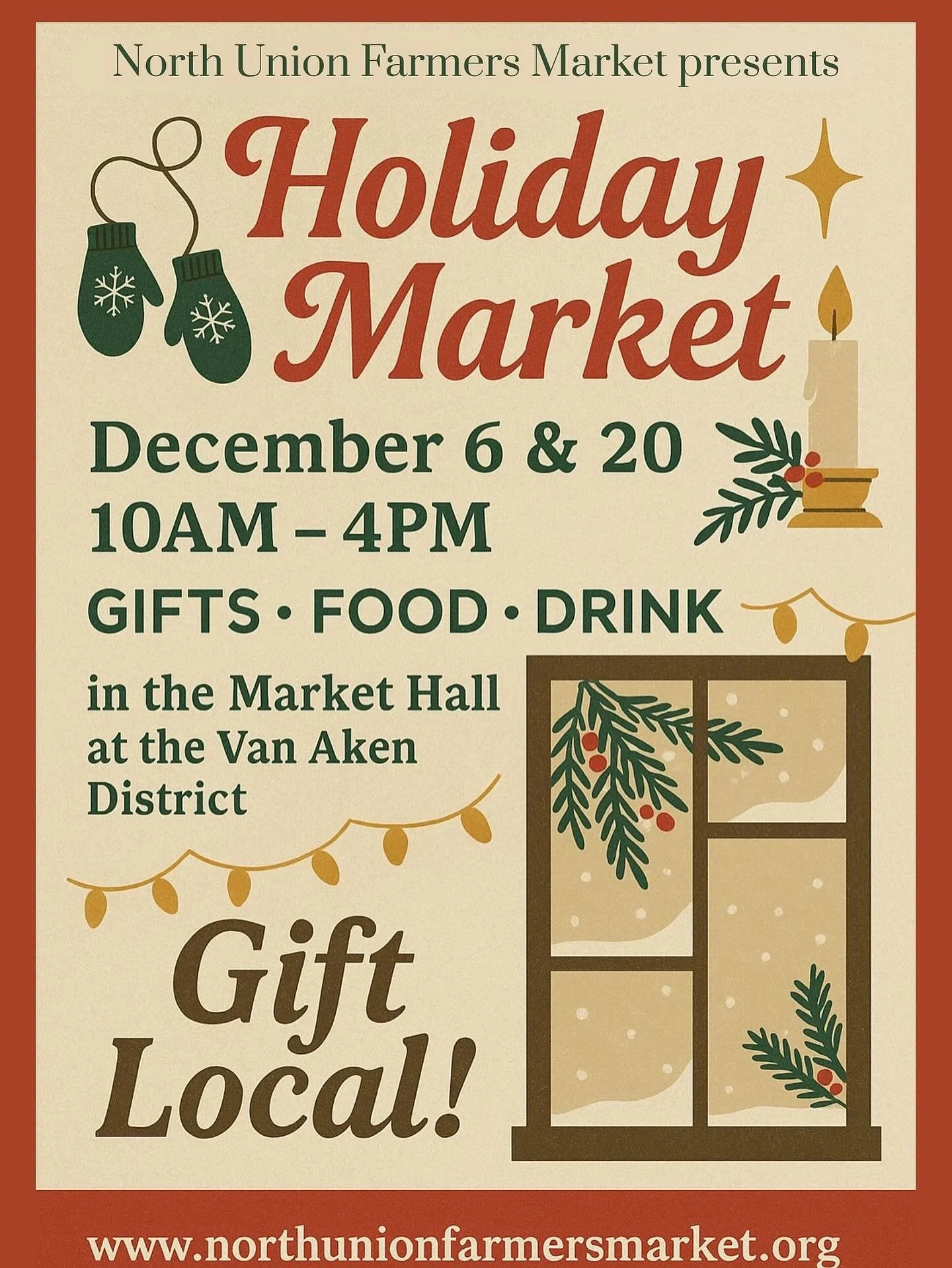 🎄✨ We&rsquo;re back for Day 2 of the Holiday Market Series at @northunionfarmersmarket ! ✨🎄

Stop by and shop unique holiday gifts made by amazing local vendors&mdash;perfect for everyone on your list 🎁
While you&rsquo;re there, don&rsquo;t forget