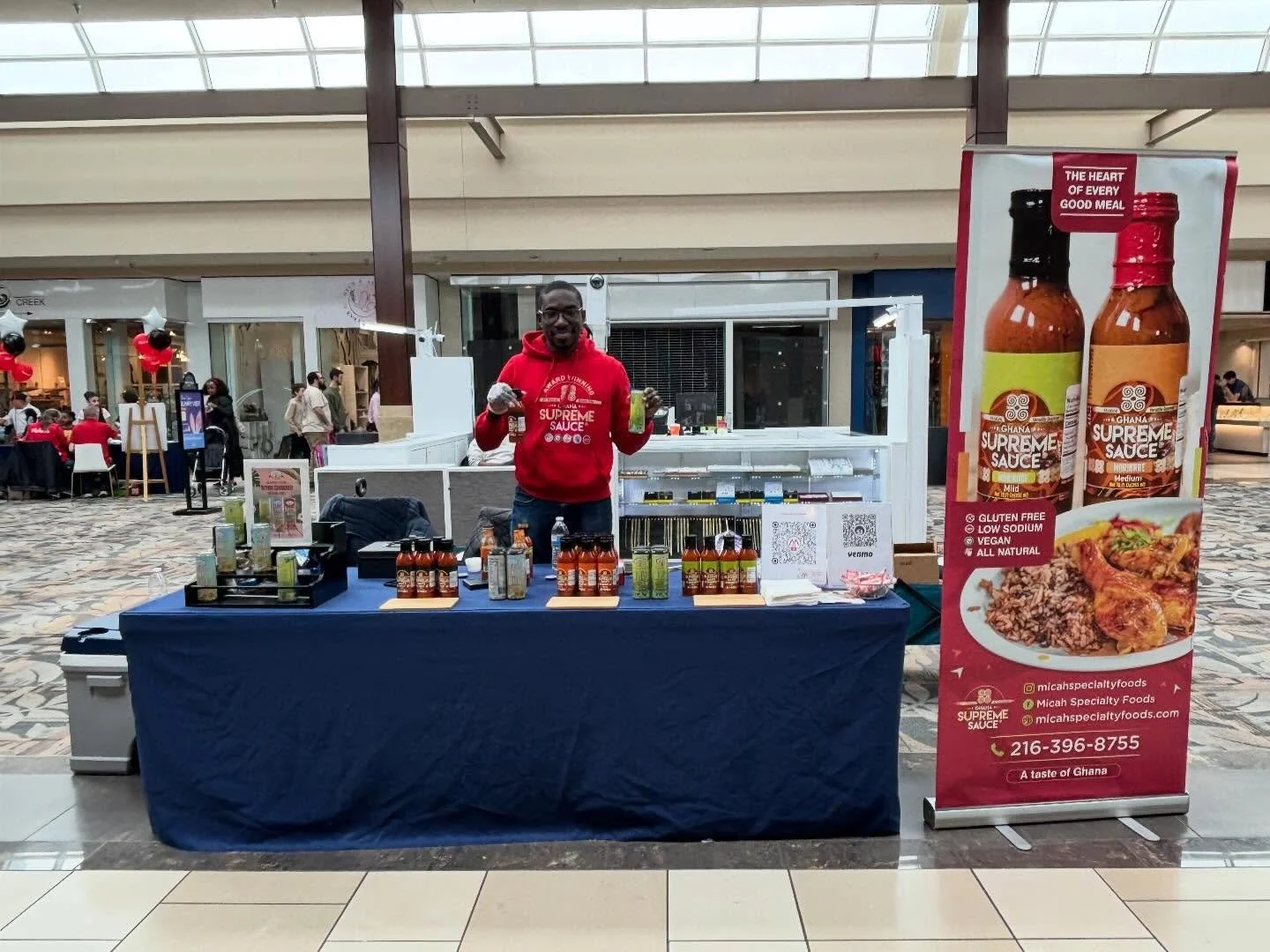 Coming live from the @annual_kidshow selling our delicious sauces and mocktails. Stop by to shop with us until 6pm.
