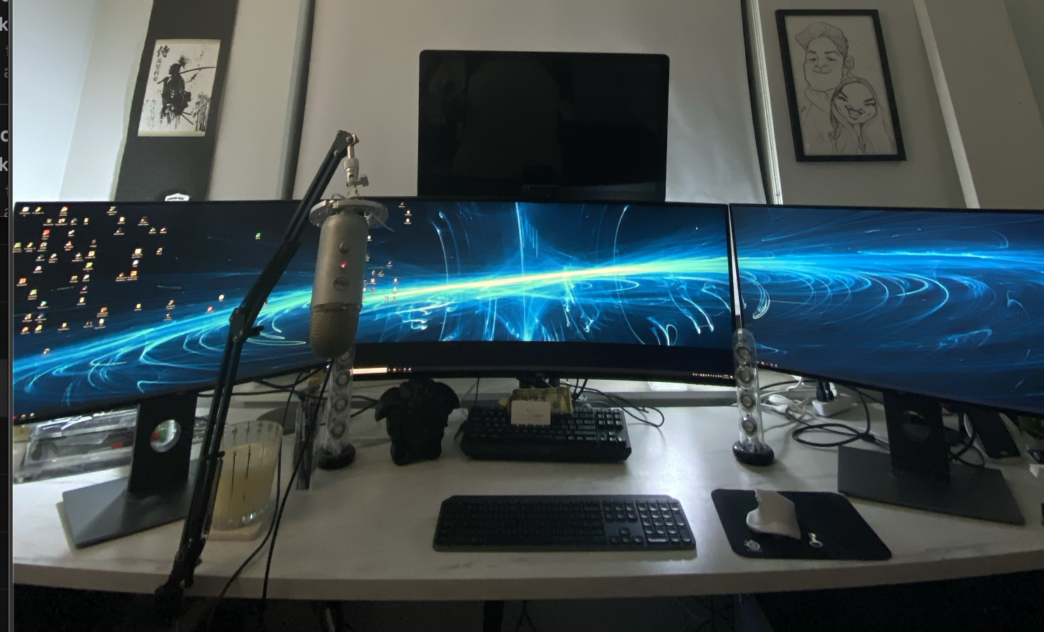 While more monitors may not equal more productivity, its your setup have fun with it.