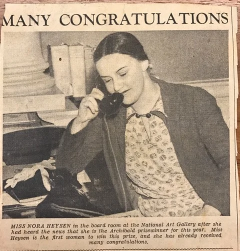 Nora Heysen after receiving the news she was the first woman to win the Archibald Prize, painting the winning entry when she was just 27.