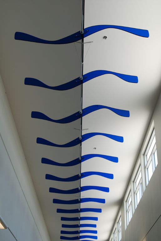  Ripple Effect: 3’ x 6’ x 150’ Acrylic fins, steel, aluminum, sensors, controllers and stepper motors :: 2009.  Ripple Effect uses a principle of physics to propagate an initial twisting movement through a series of connected elements. This produces 