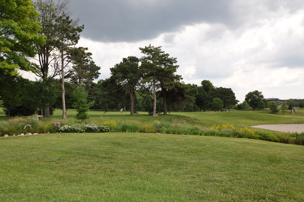  KCAI Brush Creek Community Rain Garden, Kansas City, MO :: 2006-present.  Mid garden from the side. Capturing rain where it falls alleviates the stress on the combined sewer system during periods of heavy rain. 