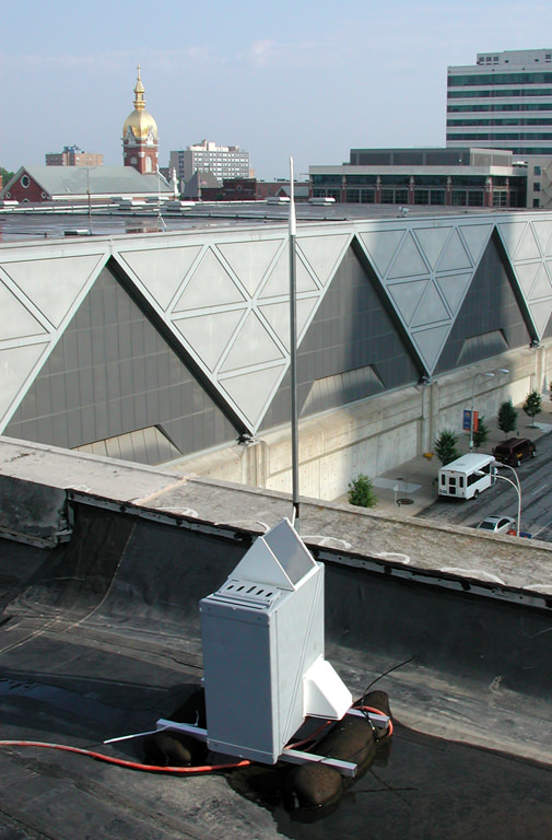  Sky Funnel, downtown Kansas City, MO :: 2006.  The Sky Funnel had a second, programmed element that changed every day. Up on the roof of the Municipal Auditorium we placed this unit that recorded the color of the sky every six seconds throughout the